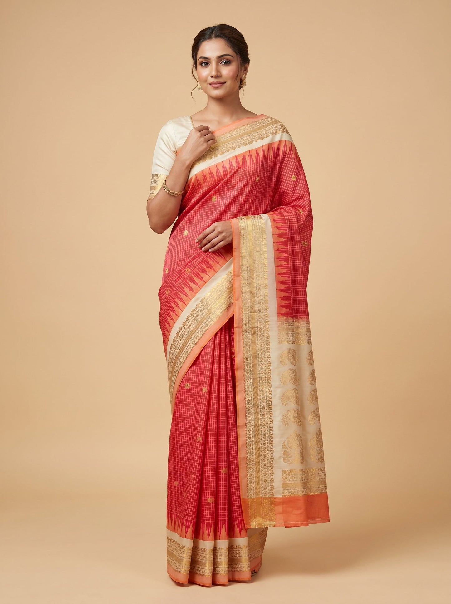 Beige Border Handloom Saree