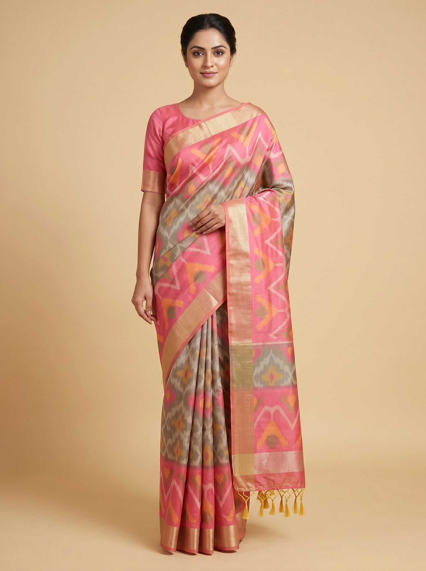 Beige Natural Tone Handloom Saree