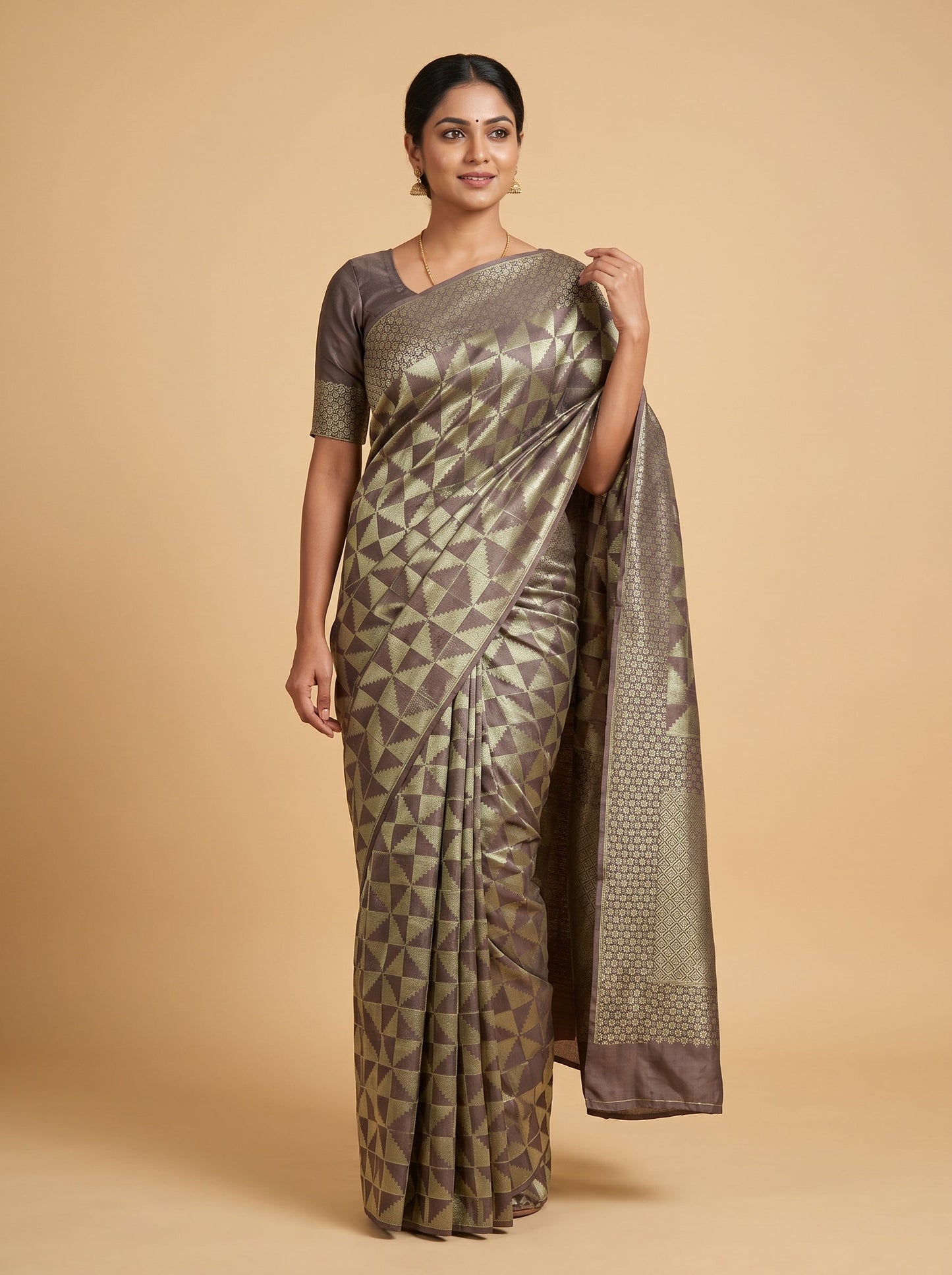 Beige Neutral Fold Handloom Saree