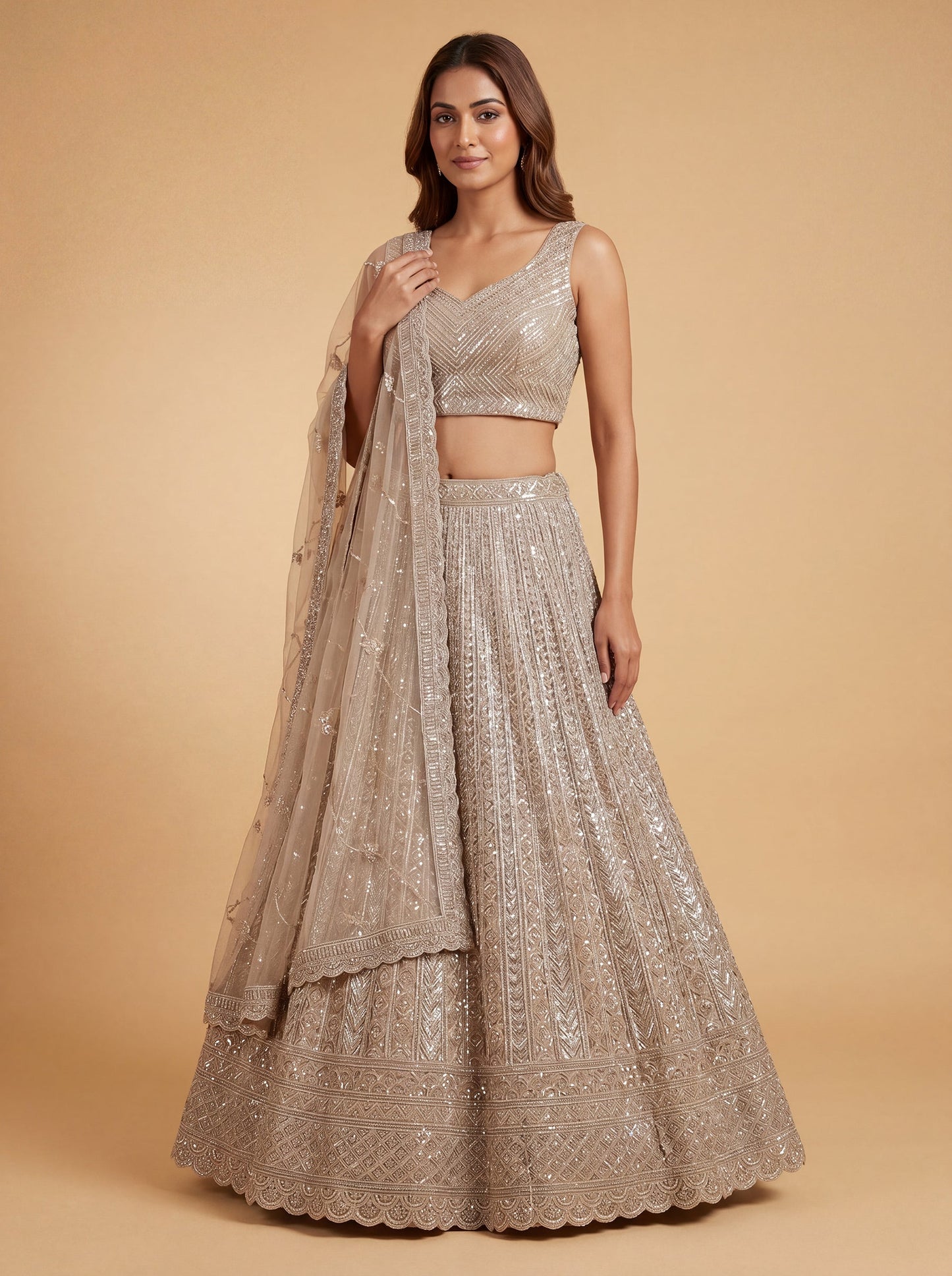 Beige Soft Contemporary Lehenga