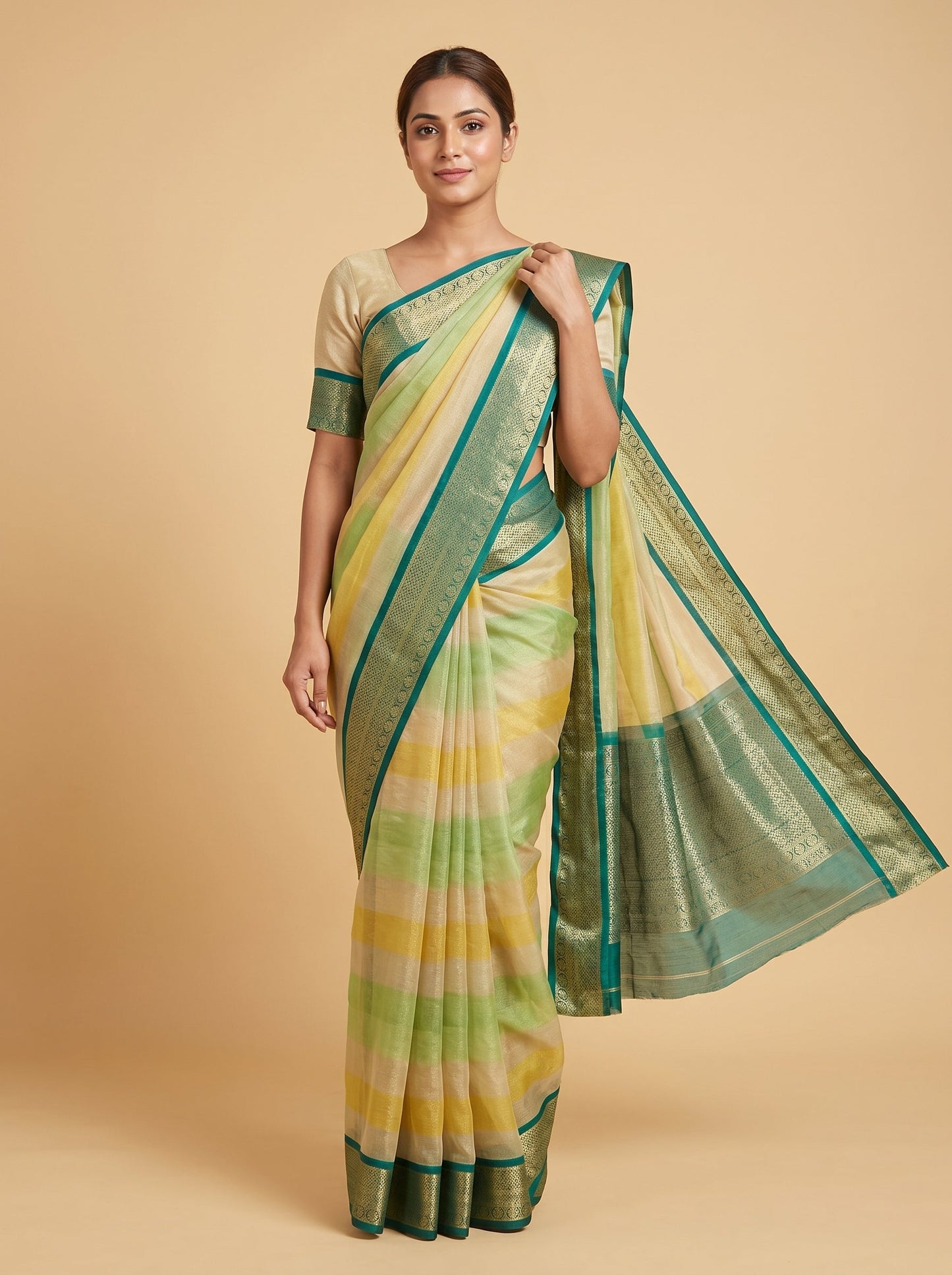 Beige Soft Finish Handloom Saree