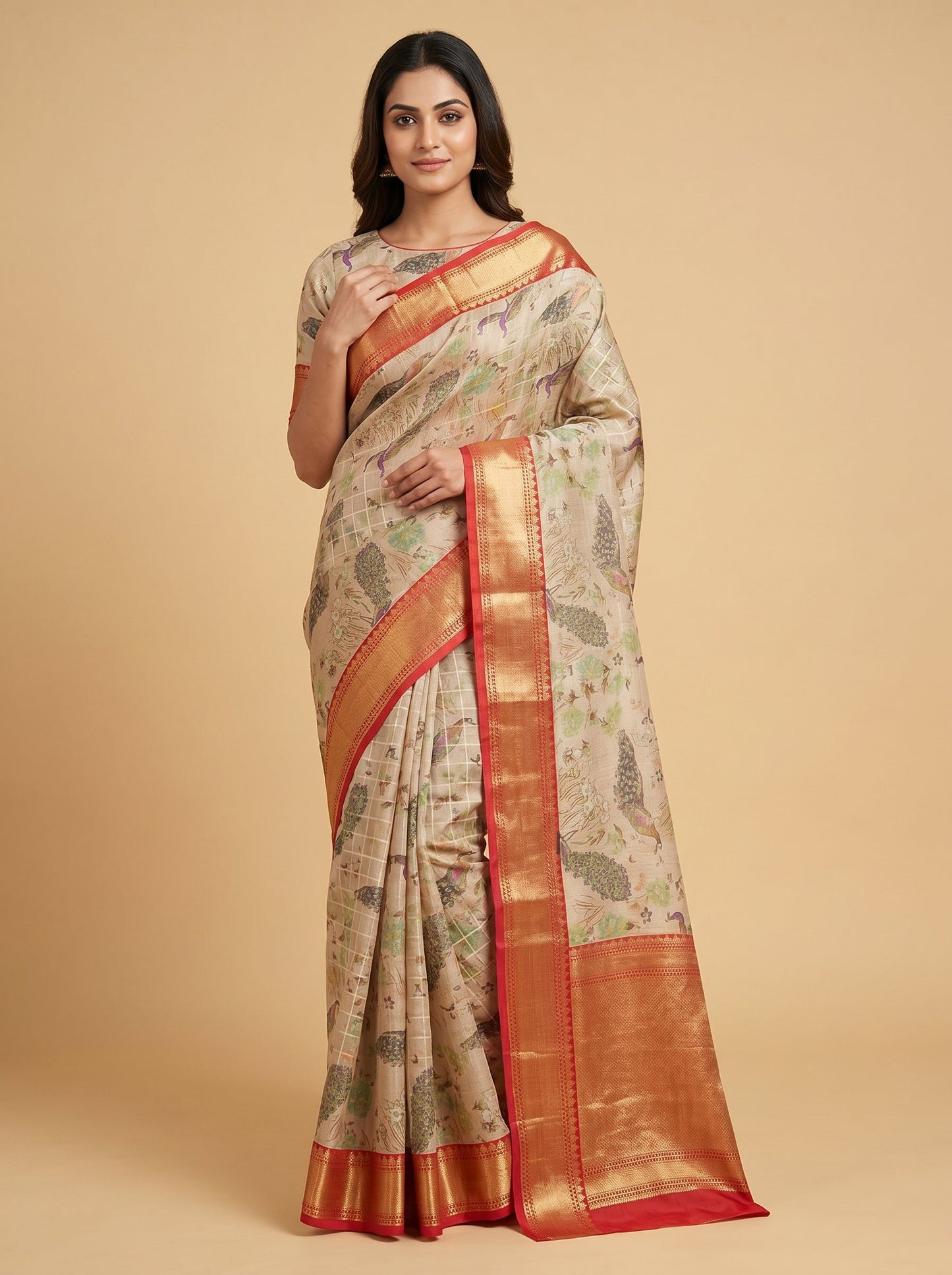 Beige Neutral Drape Handloom Saree