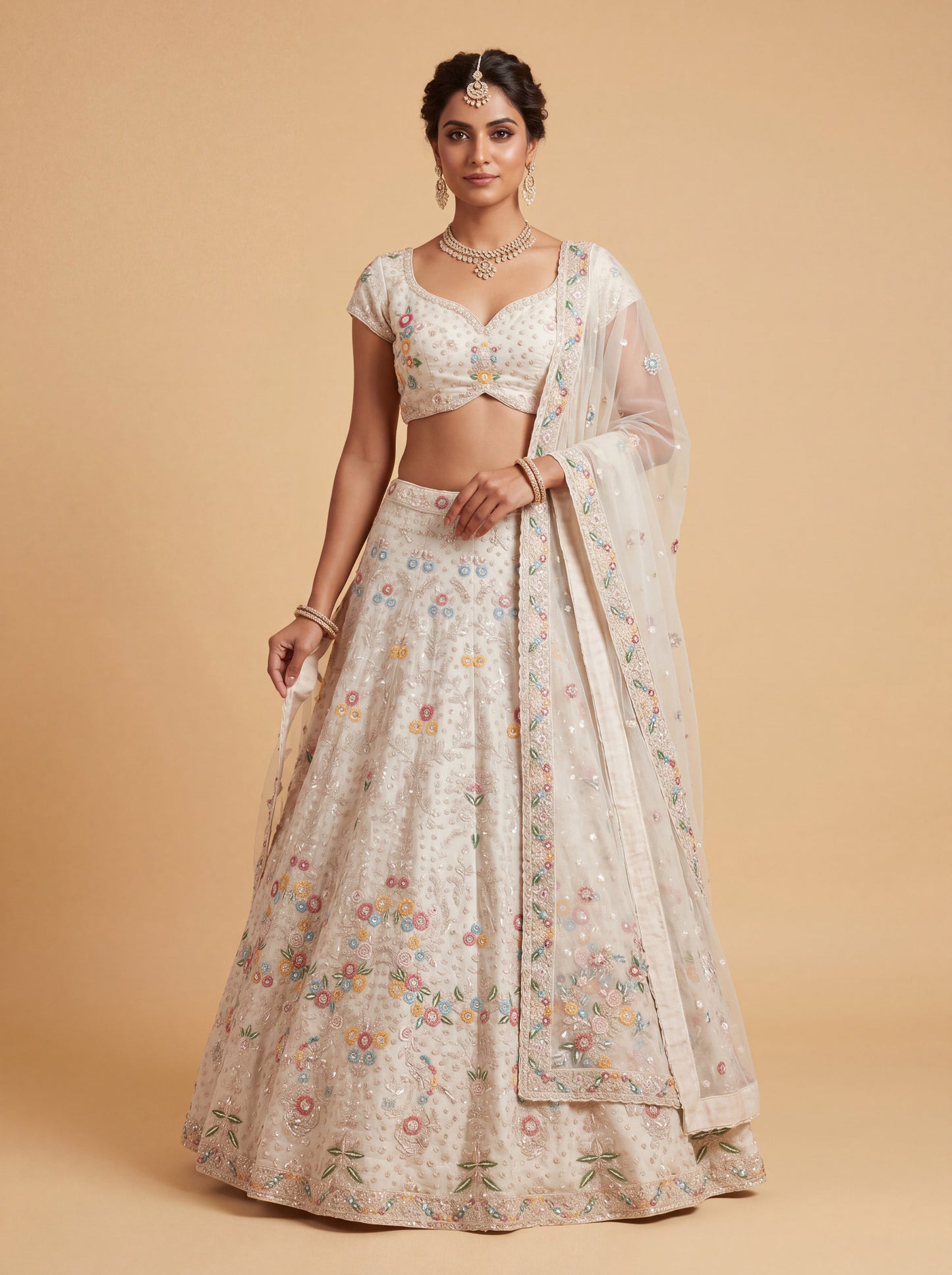 Beige Wedding Lehenga