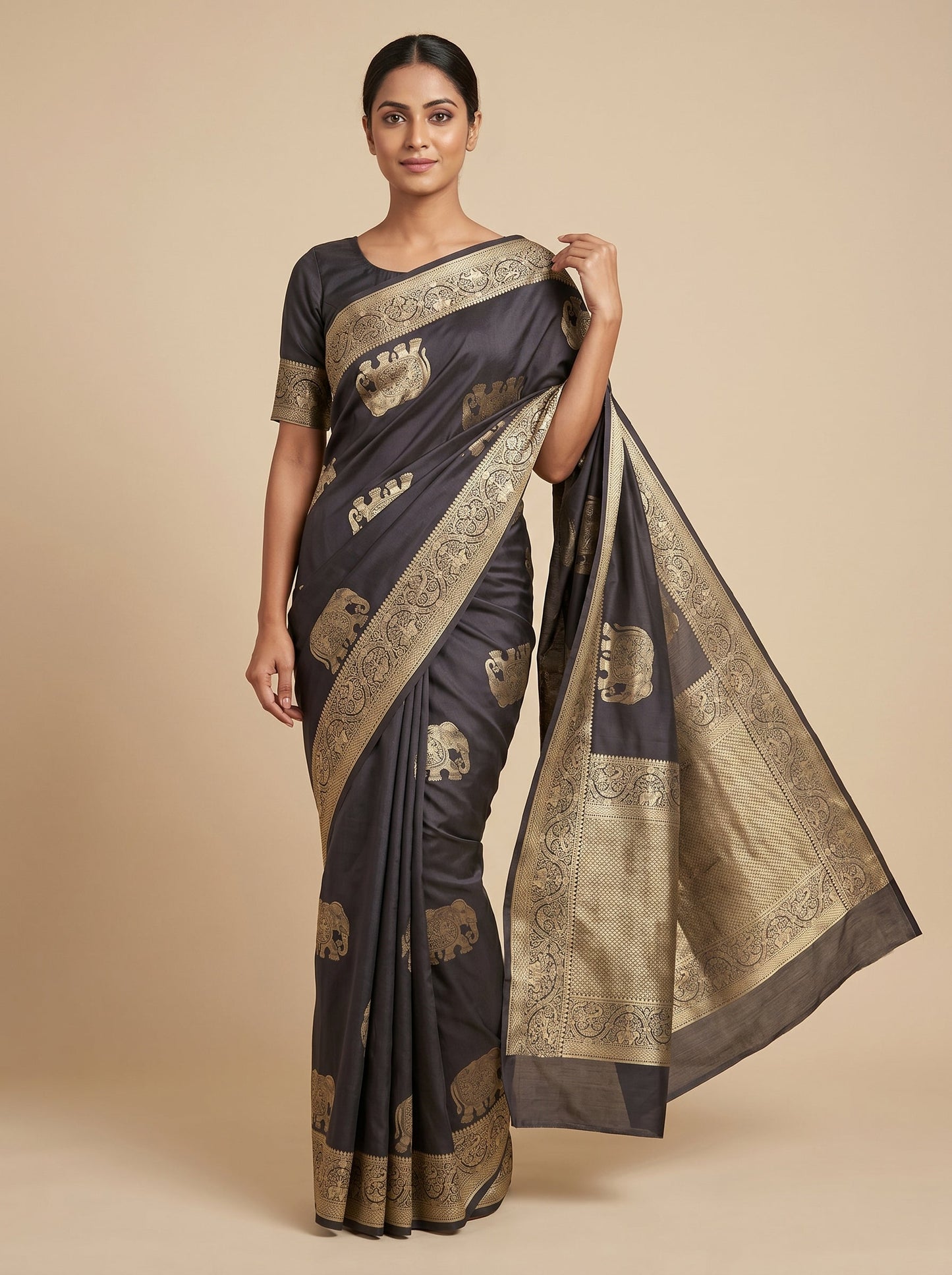 Black Bold Handloom Saree
