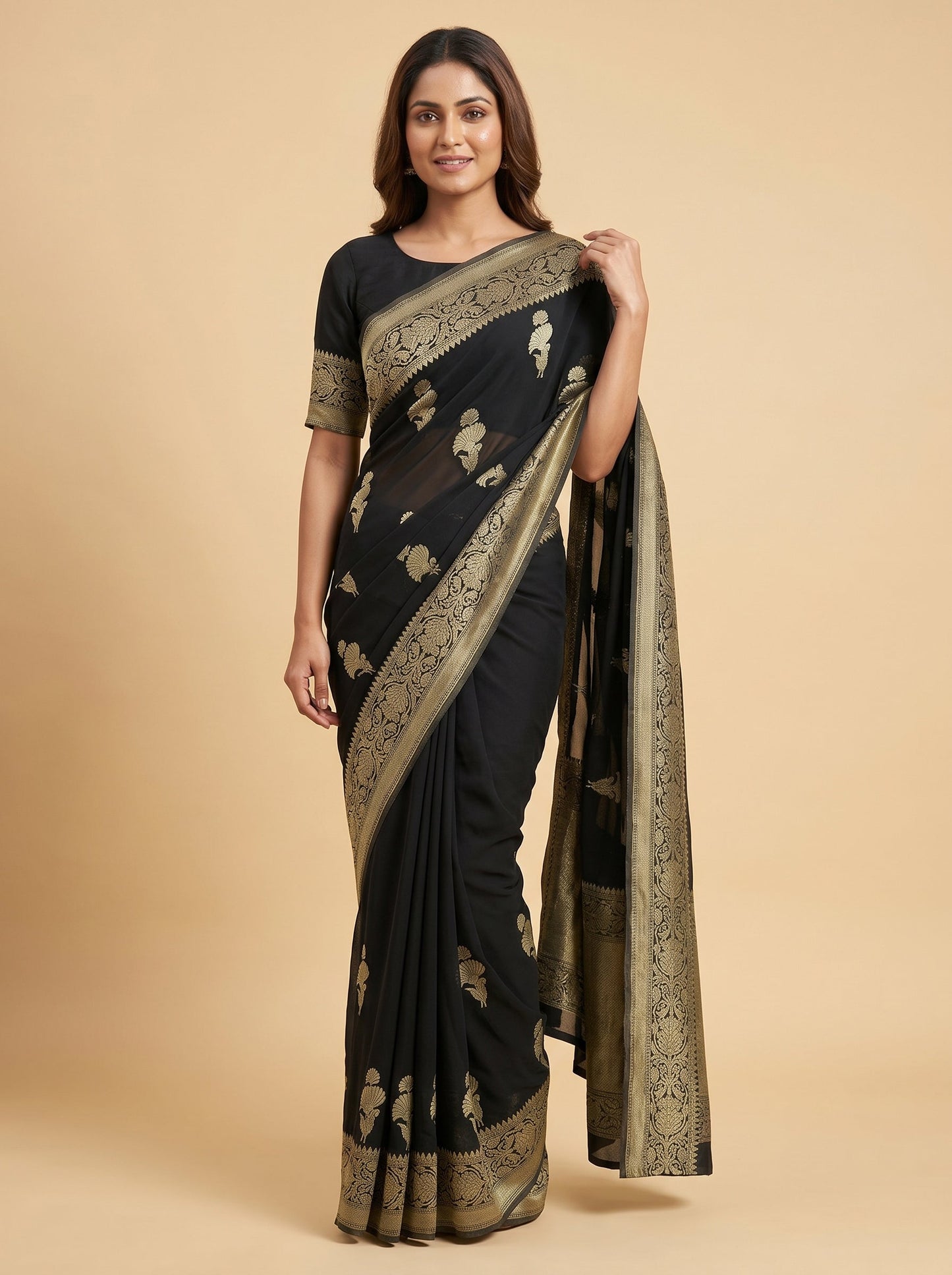 Black Defined Grace Handloom Saree
