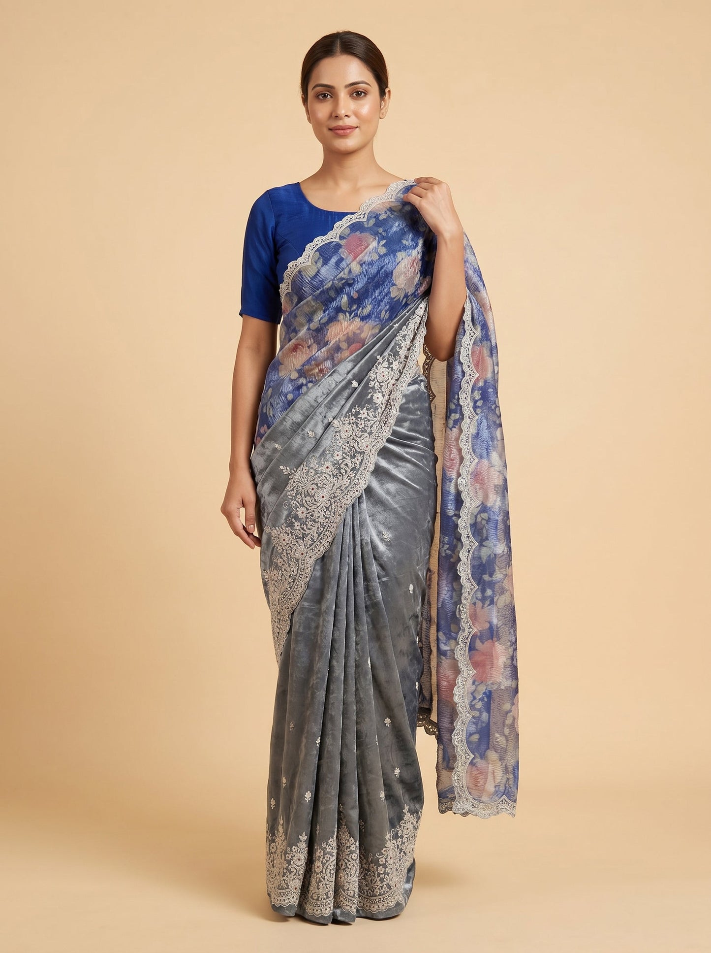 Black embroidered saree with rich detailing