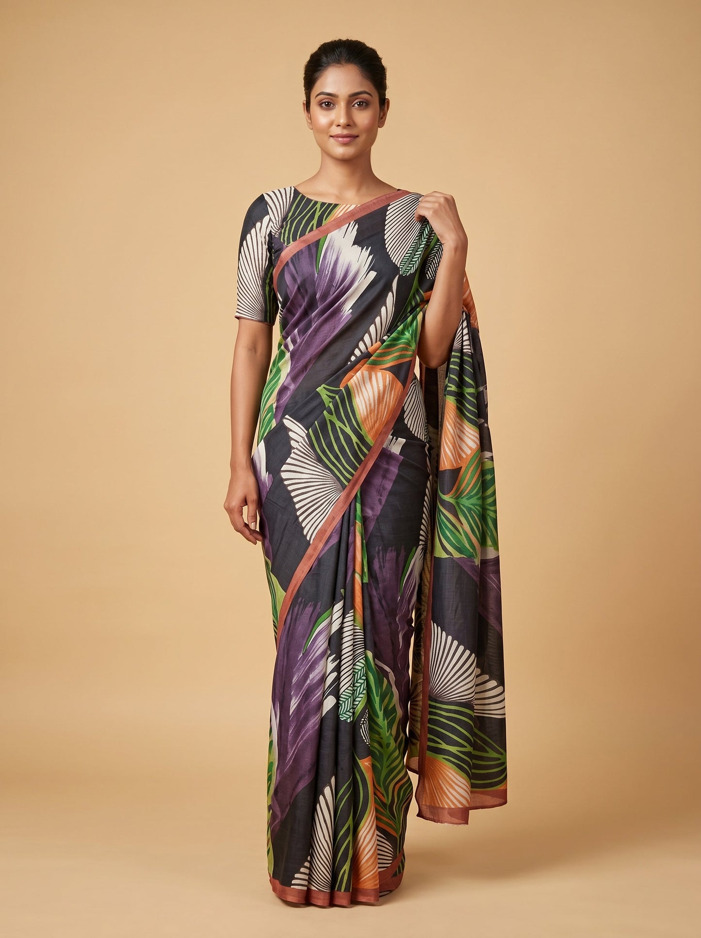 Black Green Dual Tone Handloom Saree
