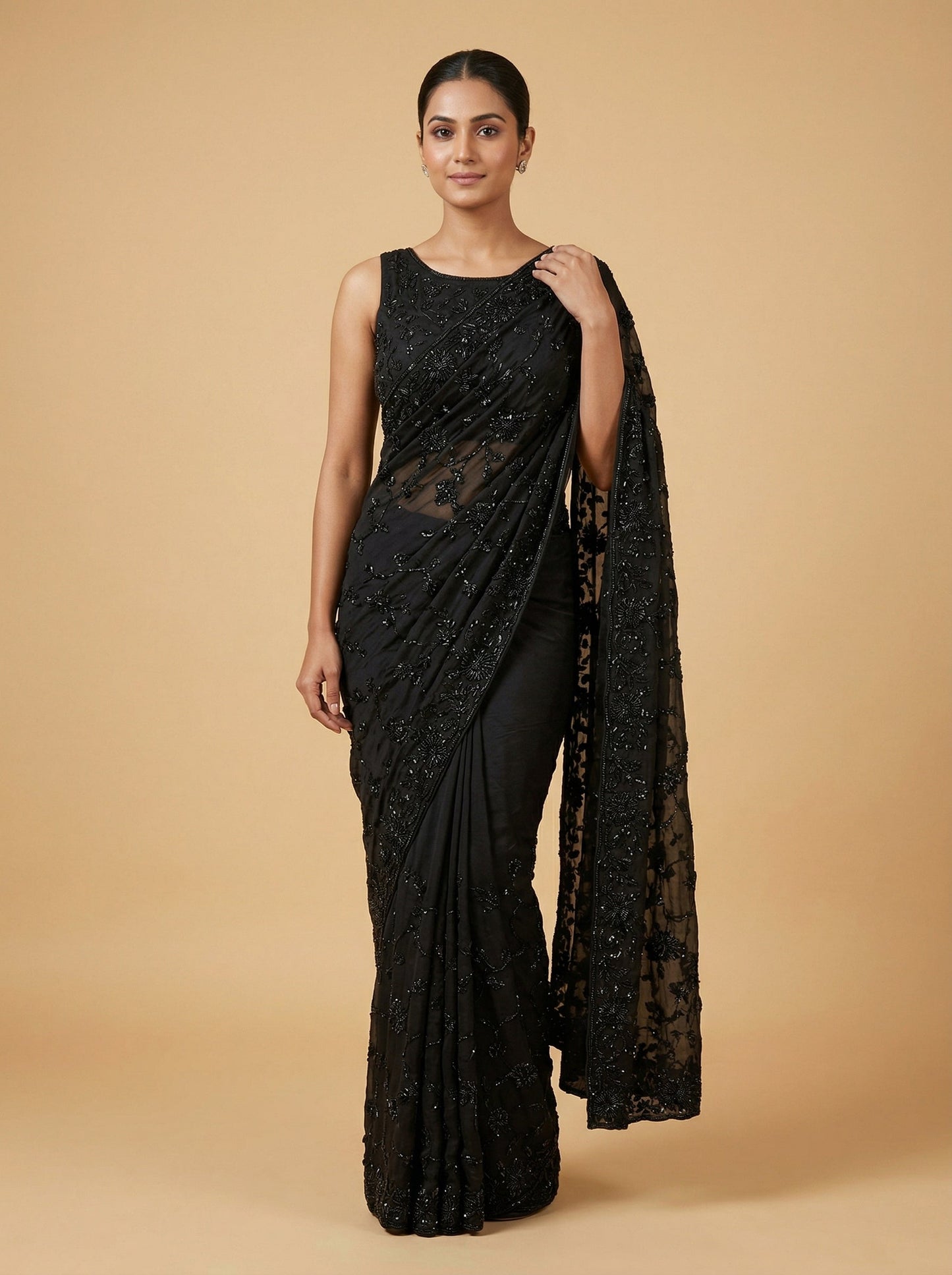 Black Powerful Embroidered Saree