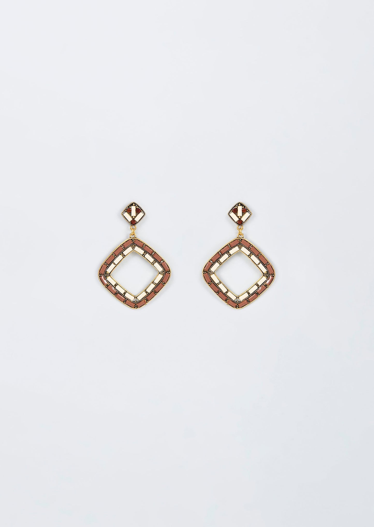 Black Rhodium Dangler Earrings with Orange And Yellow Stones