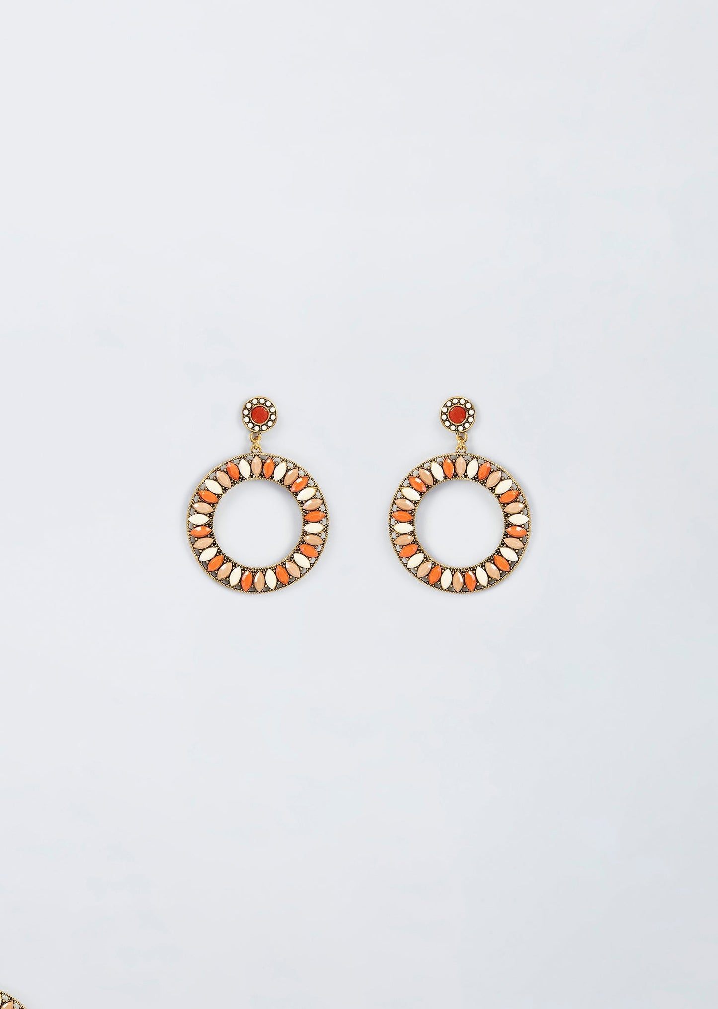 Black Finish Multicolor Stone Dangler Earrings