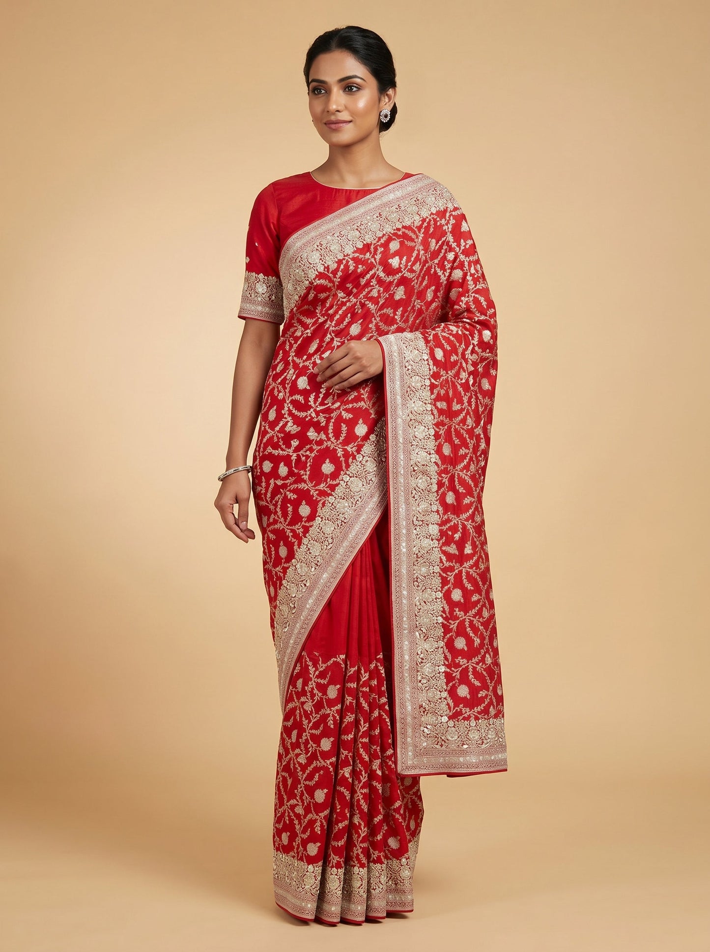 Blood Red Passion Embroidered Saree