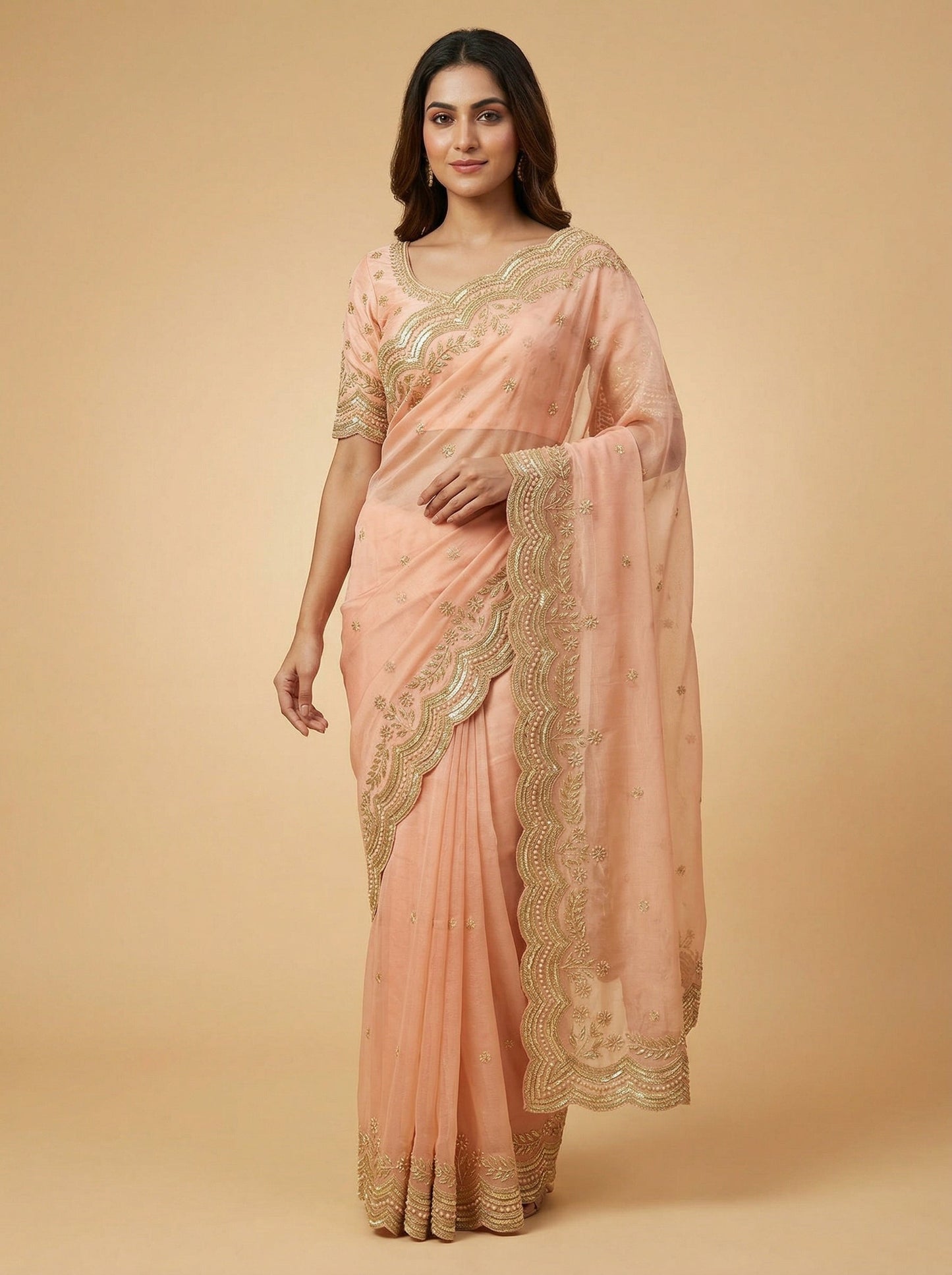 Bloom Candy Pink Embroidered Saree