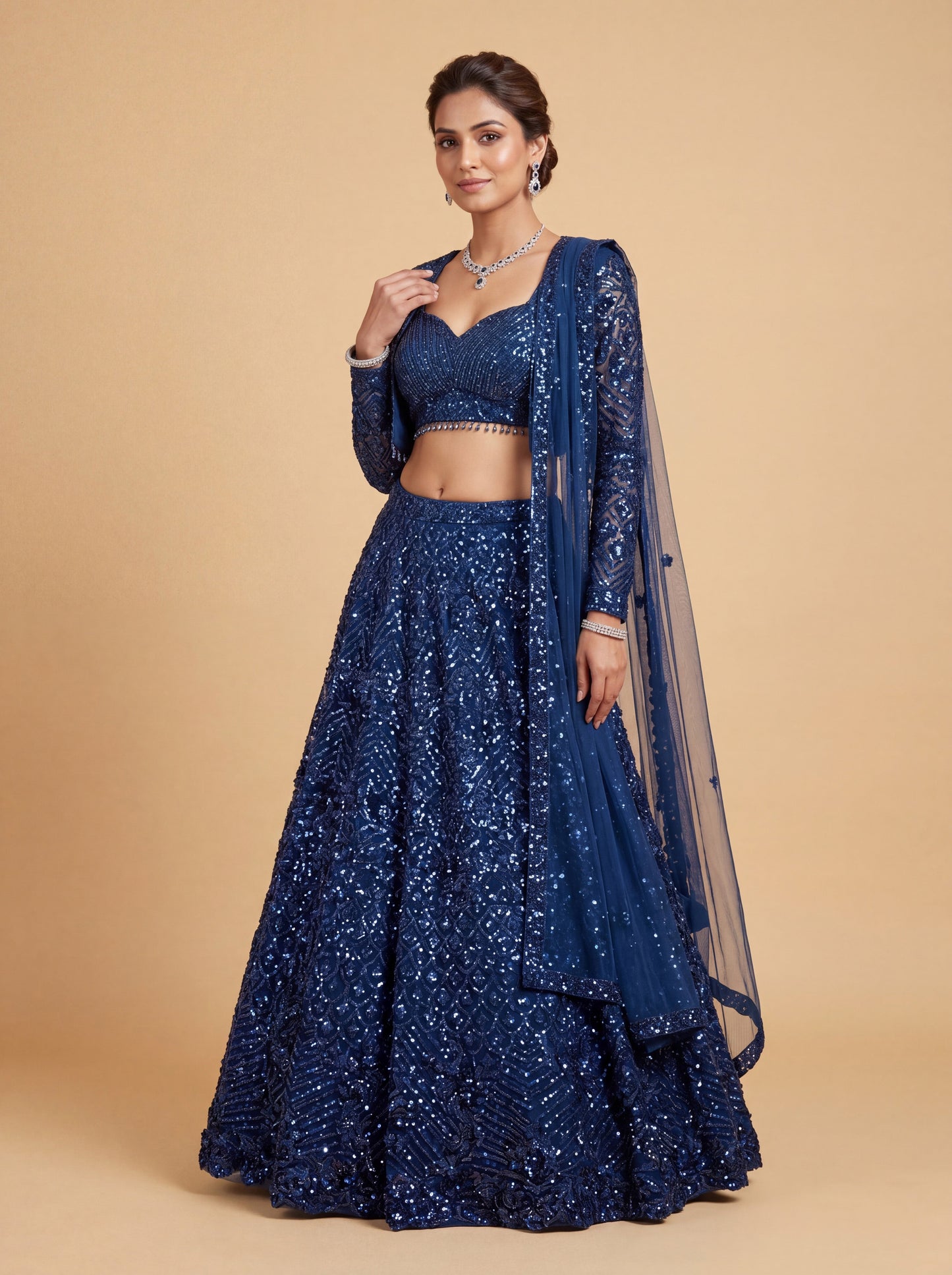 Blue Bridal Contemporary Royal Lehenga