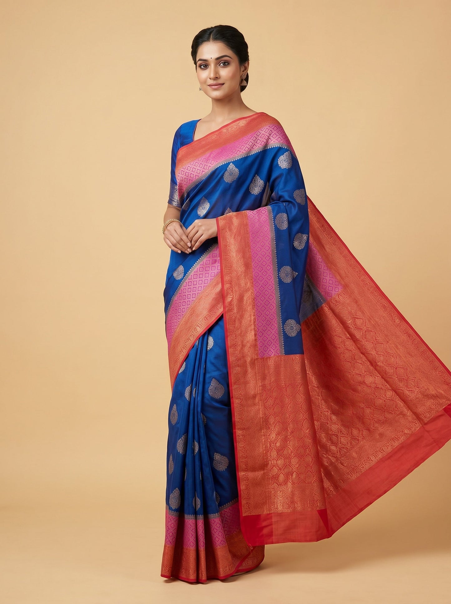 Blue Casual Texture Handloom Saree