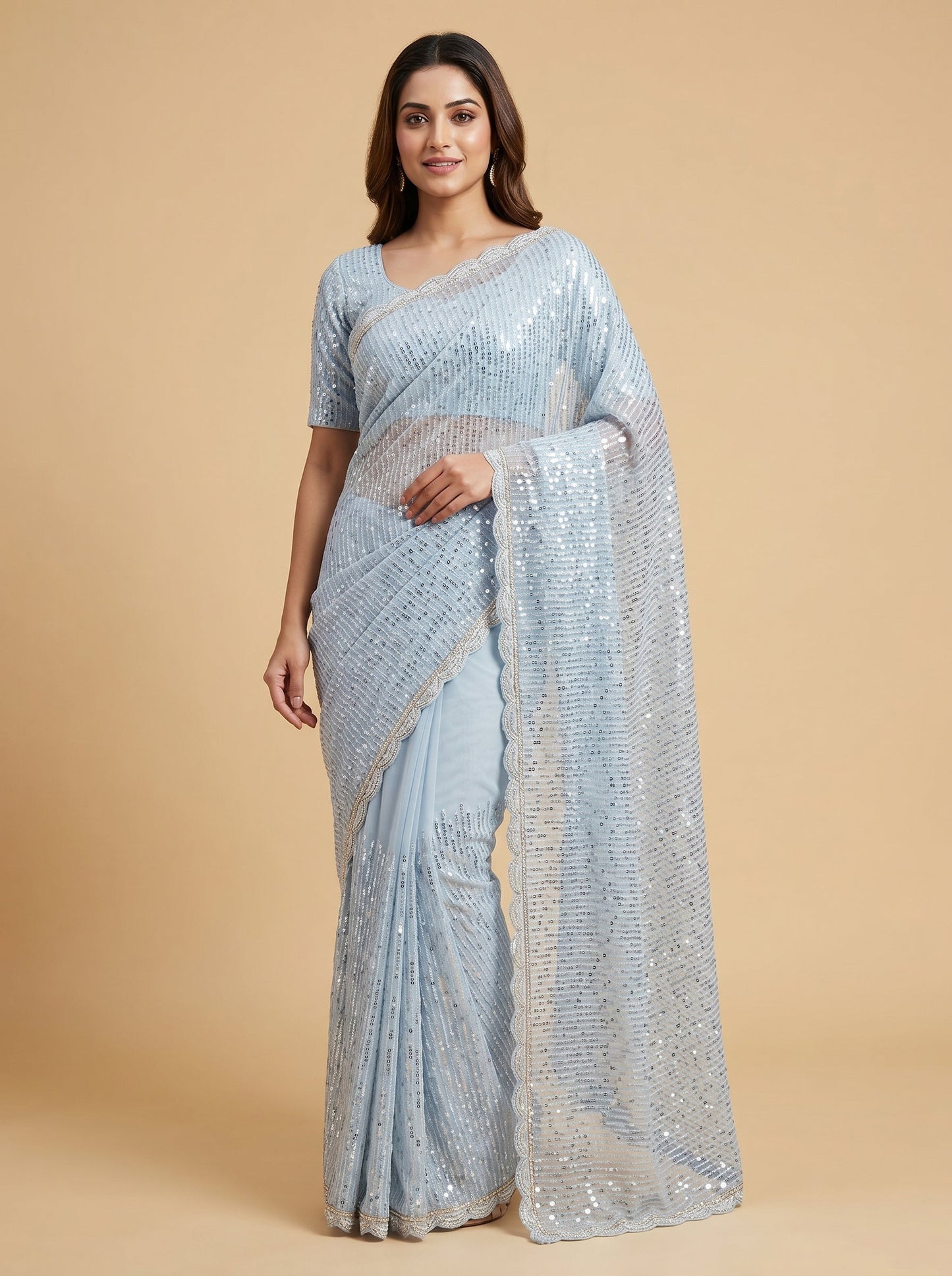 Blue Embellished Saree