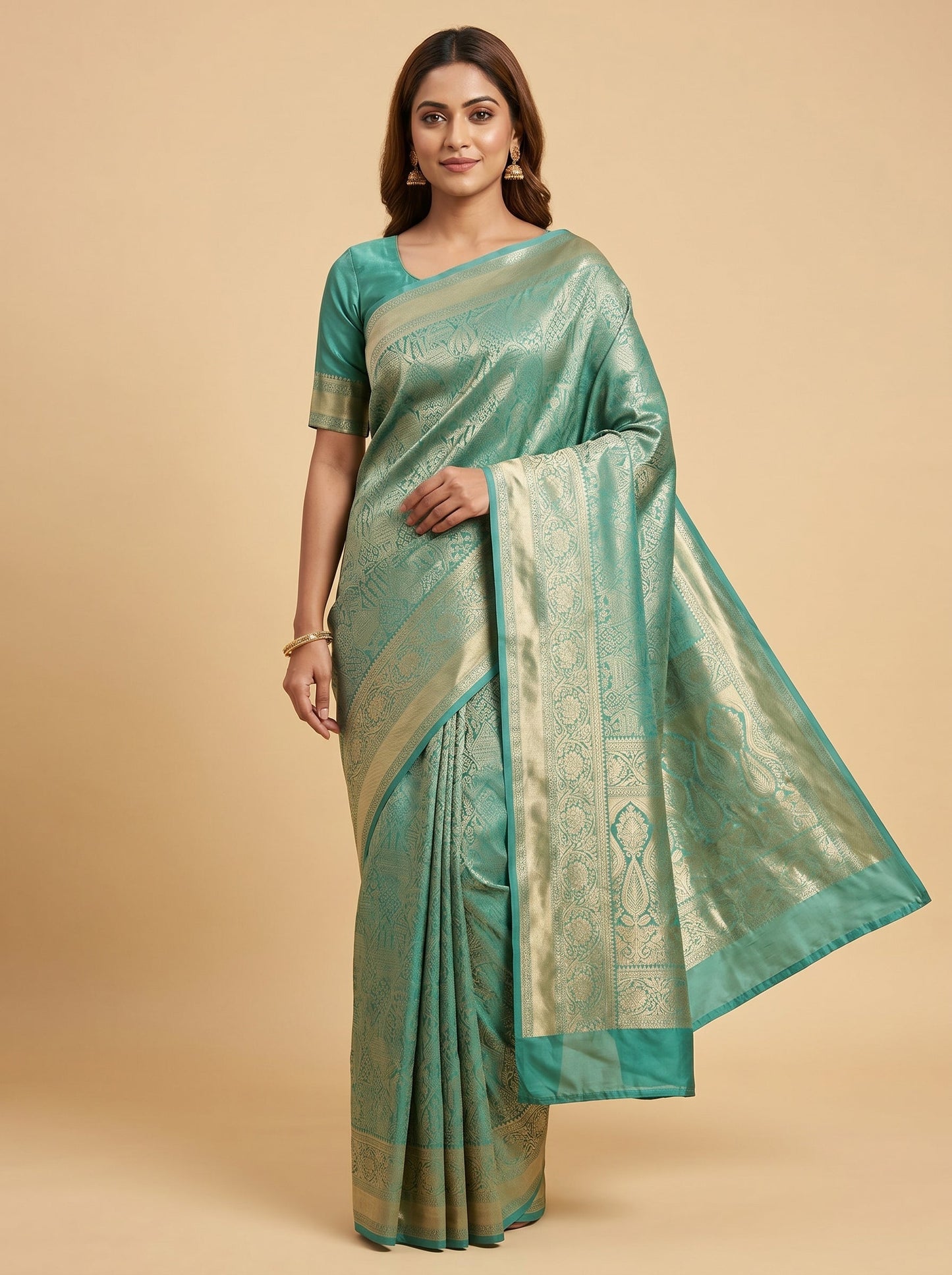Blue Flowing Grain Handloom Saree