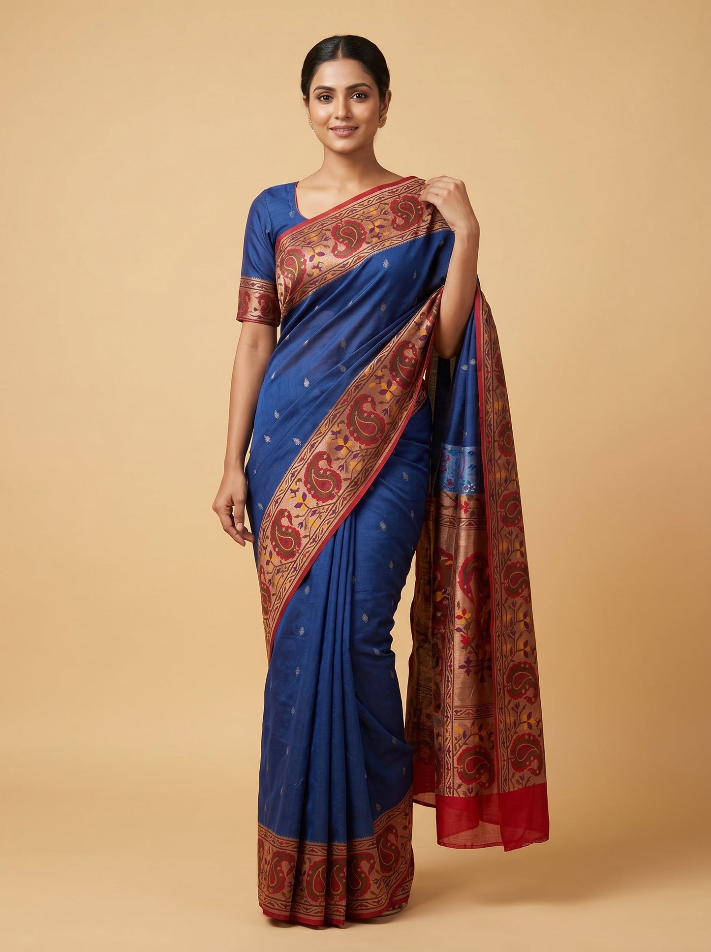 Blue Handloom Saree with Calm Drift