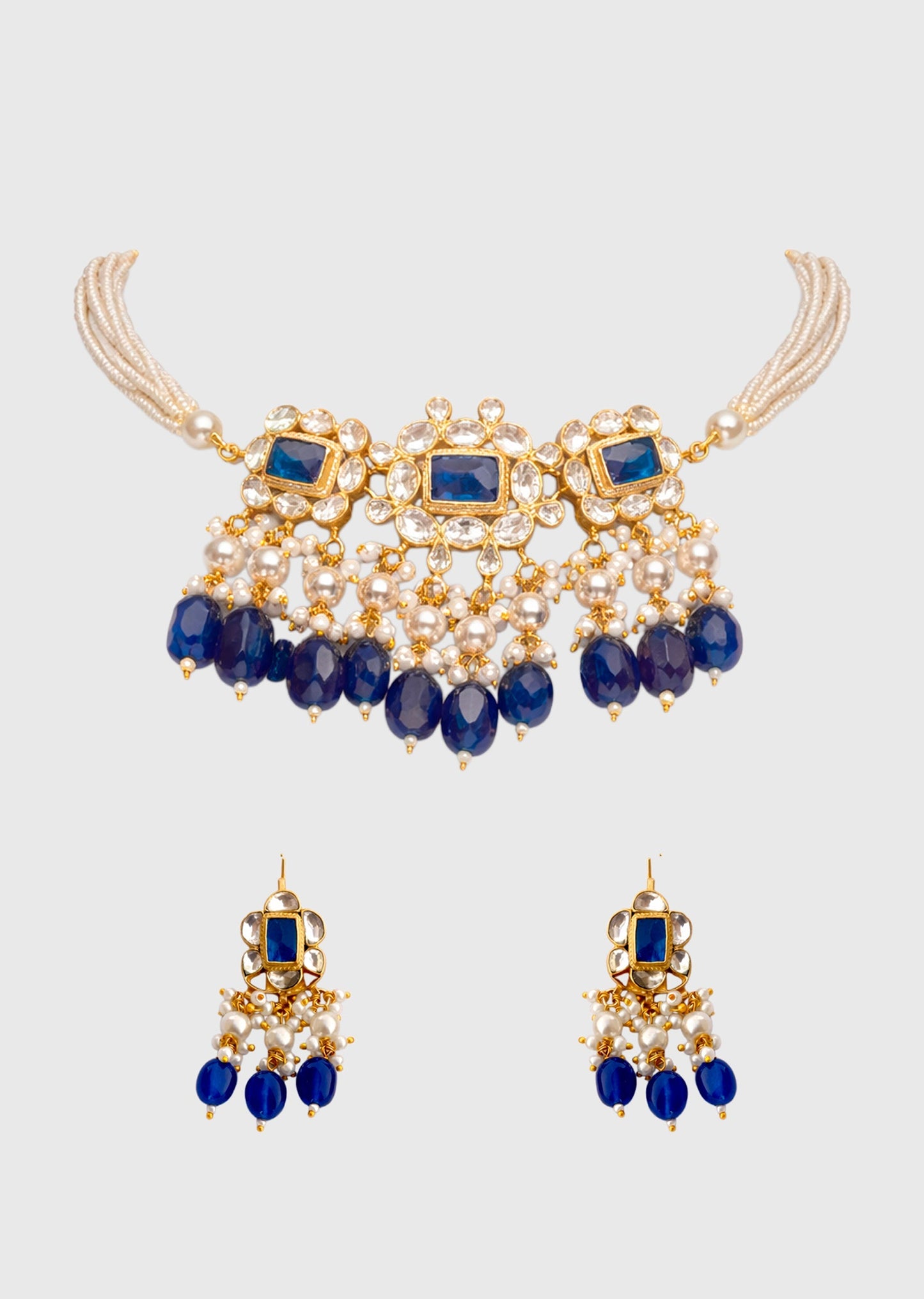 Blue Kundan Necklace Set