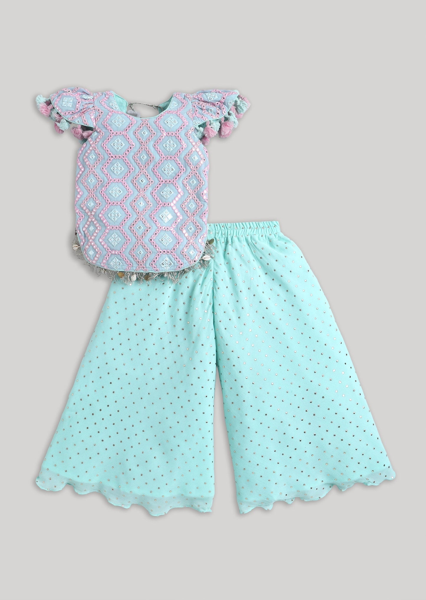 Blue And Pink Printed Salwar Kameez Set