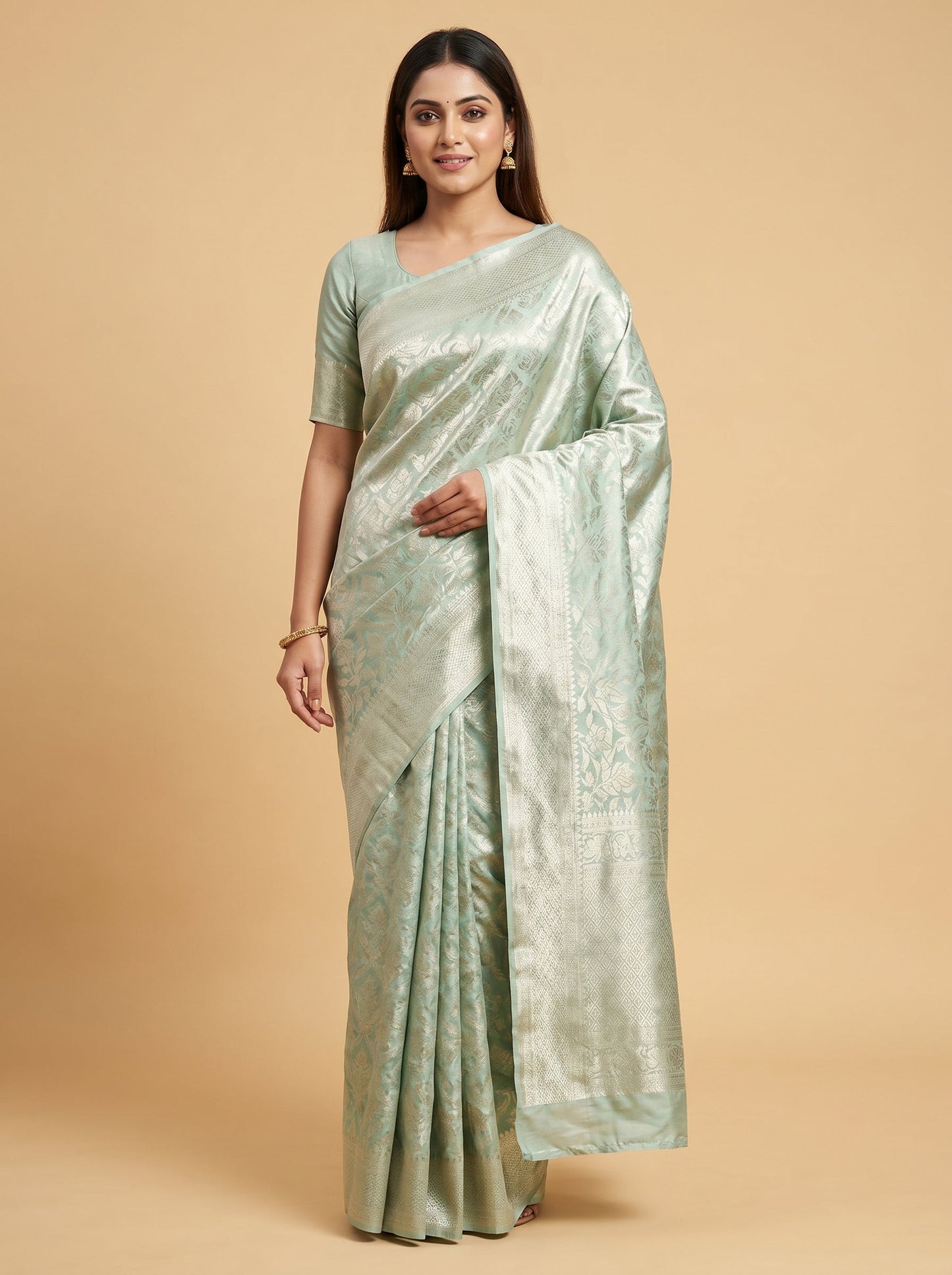 Blue Polished Work Saree