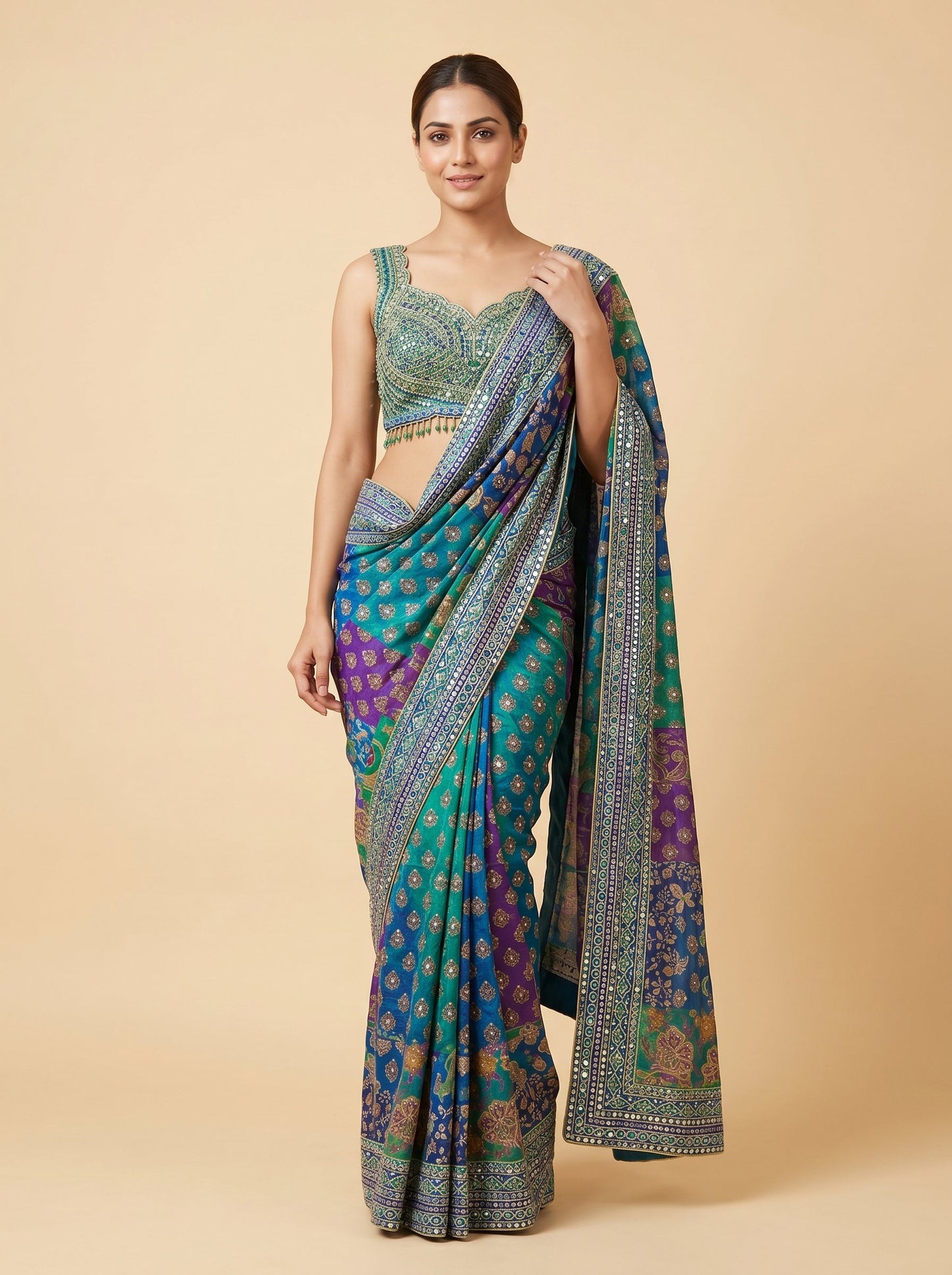 Blue Refined Embroidery Saree