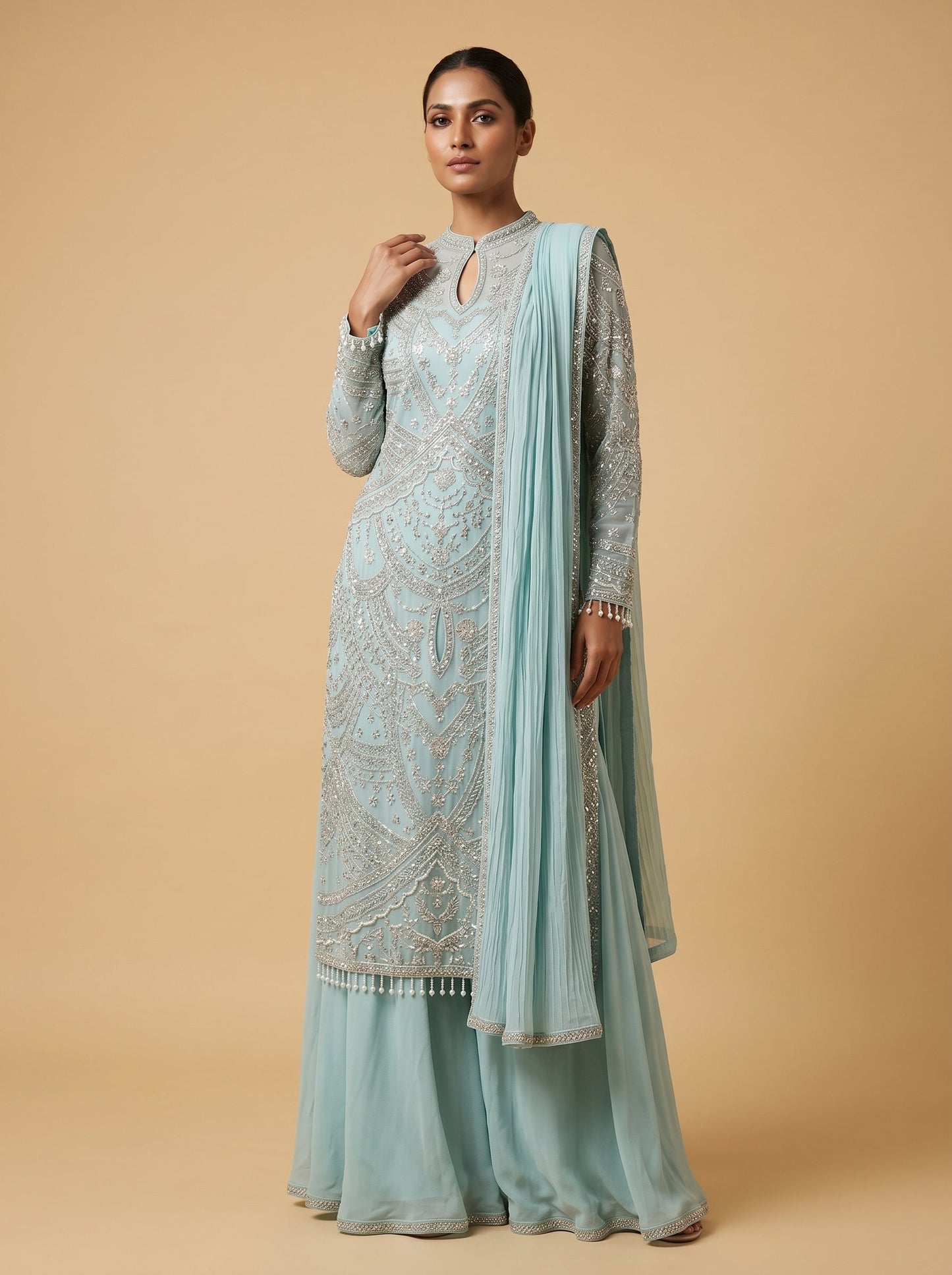 Blue Sheer Cape Set