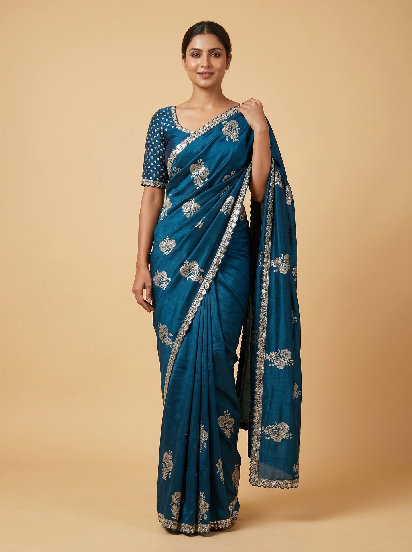 Blue Signature Glow Embroidered Saree