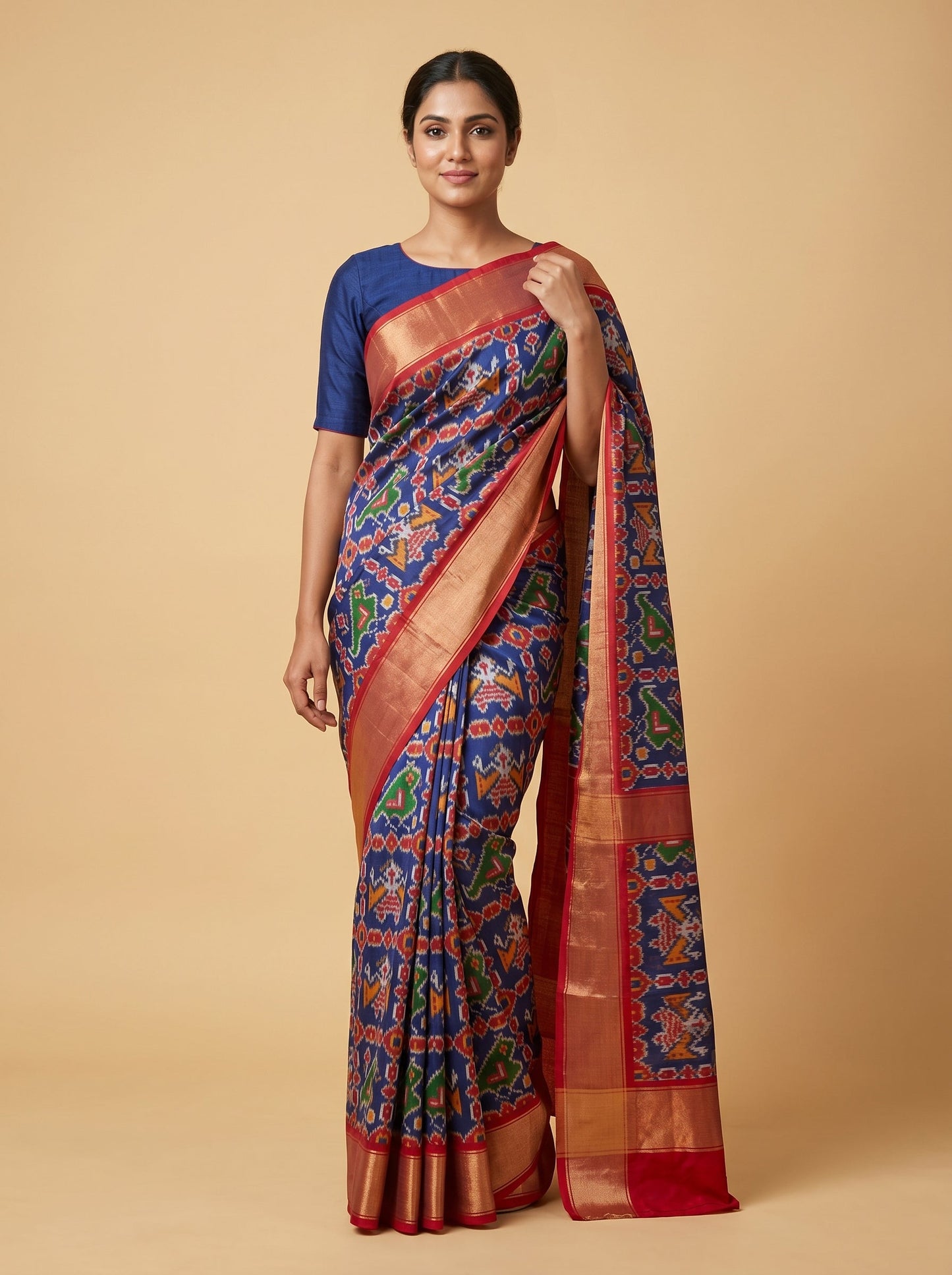 Blue Silver Dual Weave Handloom Saree