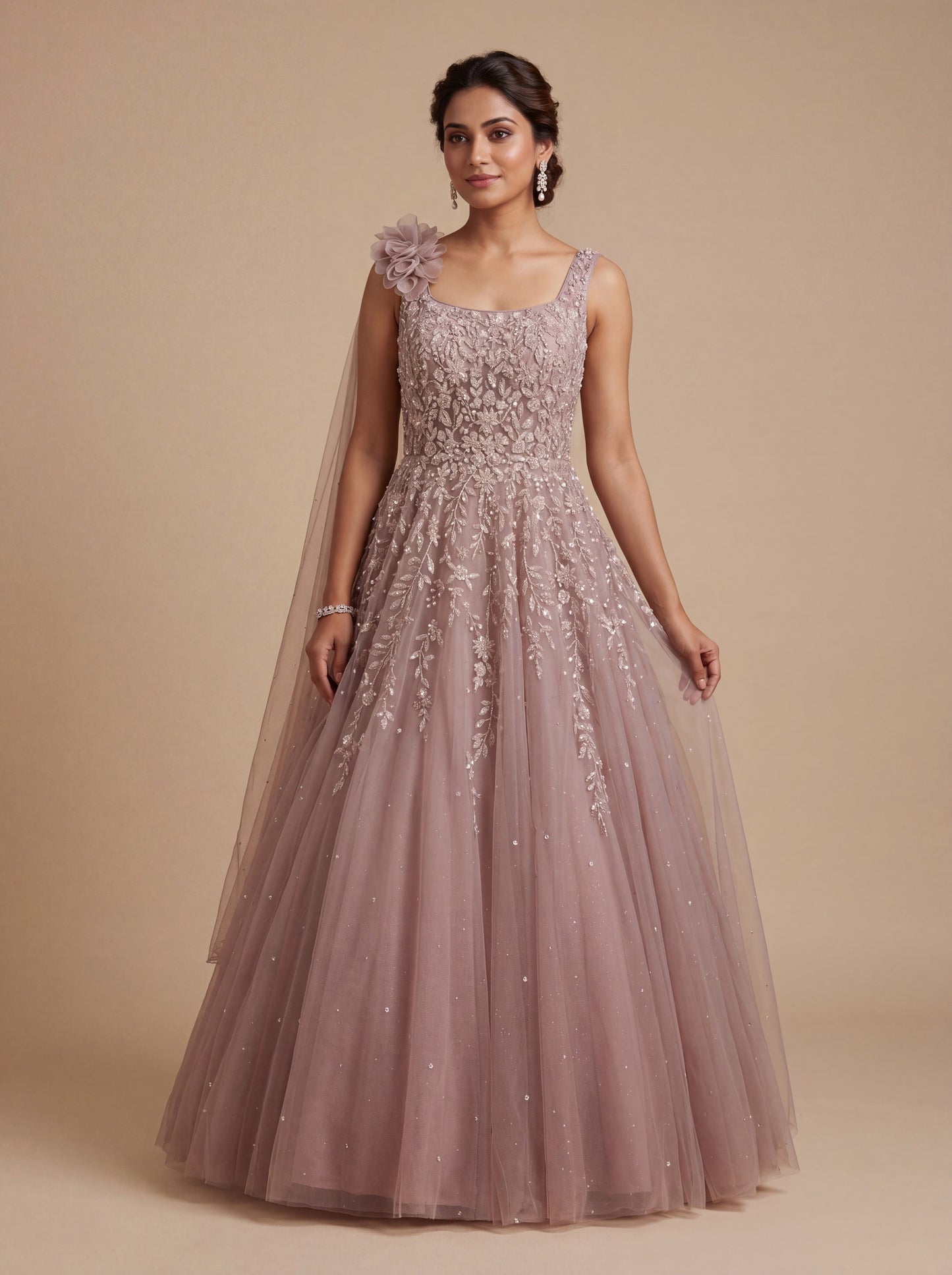 Blush Beige Contemporary Gown