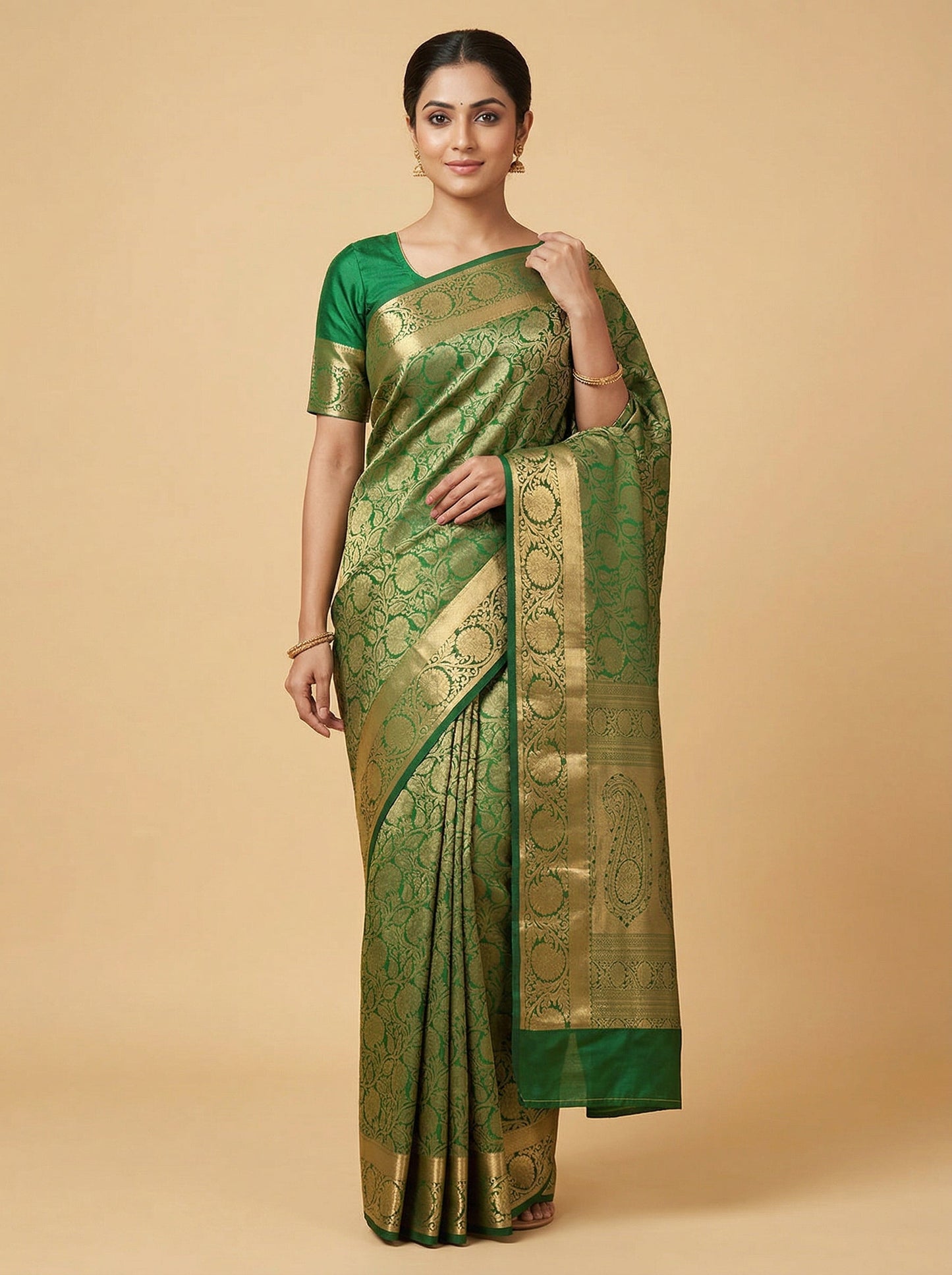 Bottle Deep Green Handloom Saree