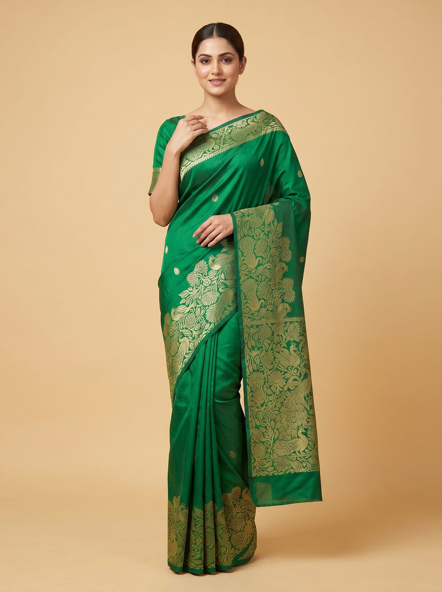 Bottle Green Legacy Weave Handloom Saree