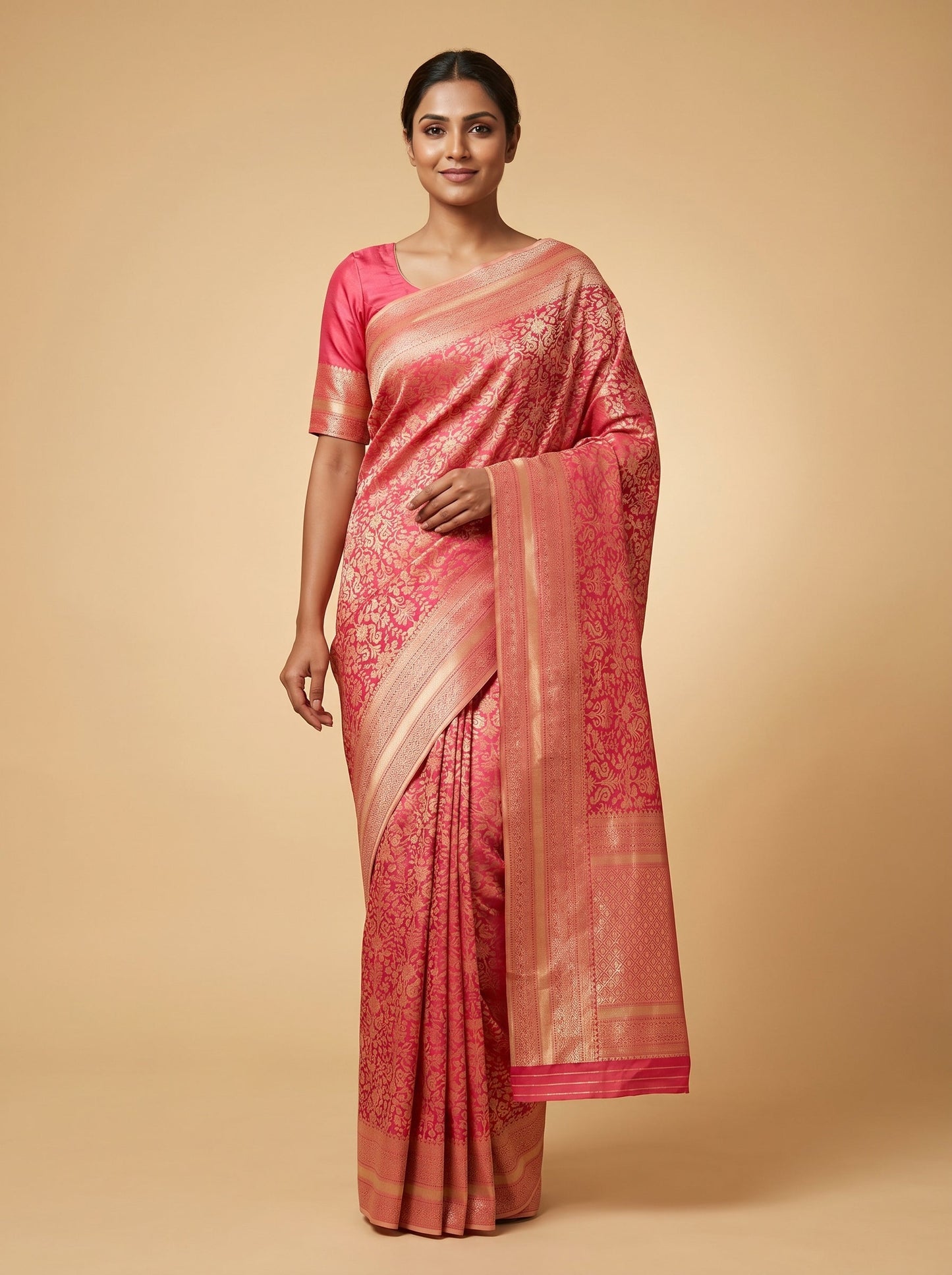 Bright Red Handloom Saree