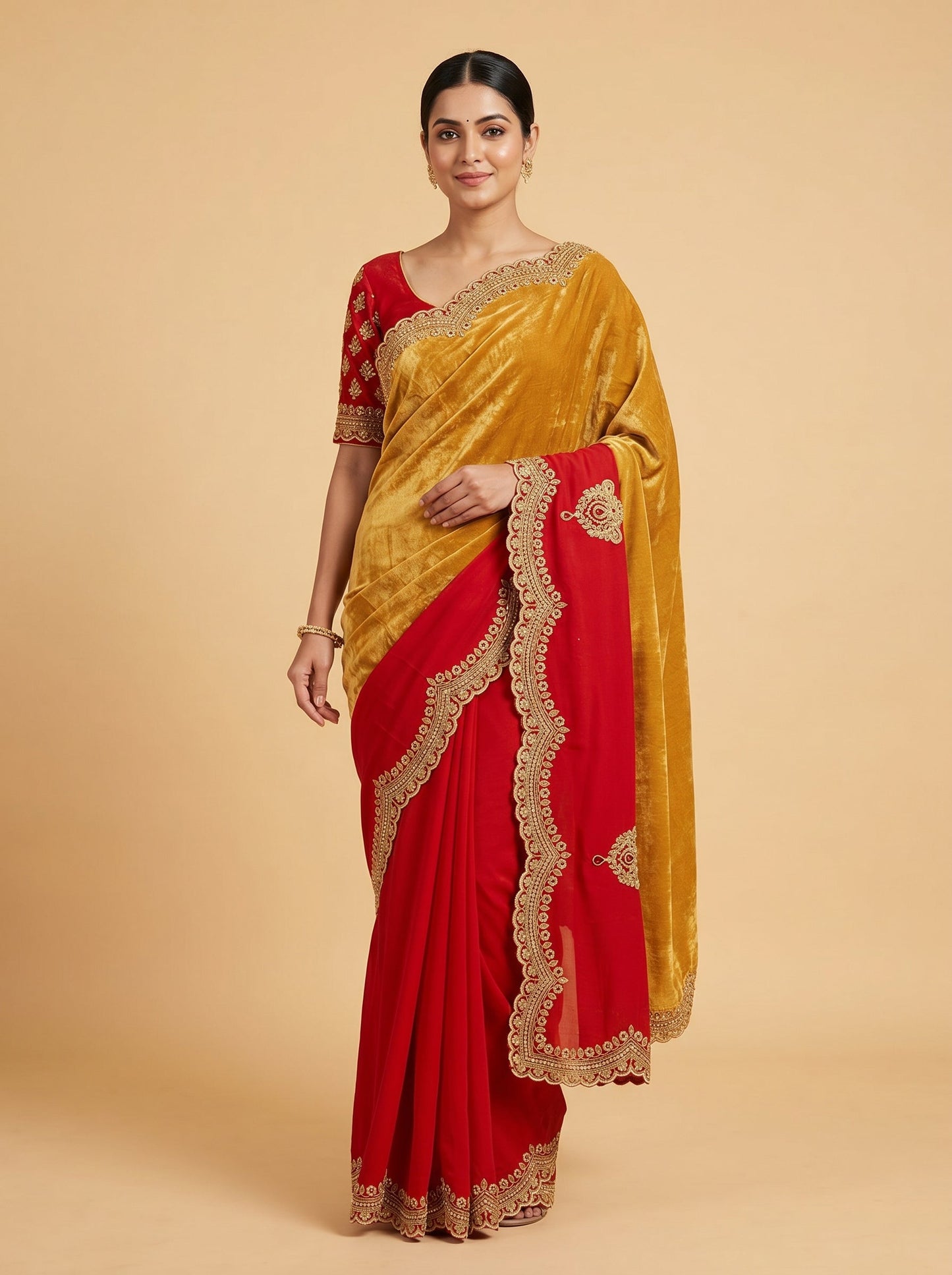 Bronze Warm Tone Embroidered Saree