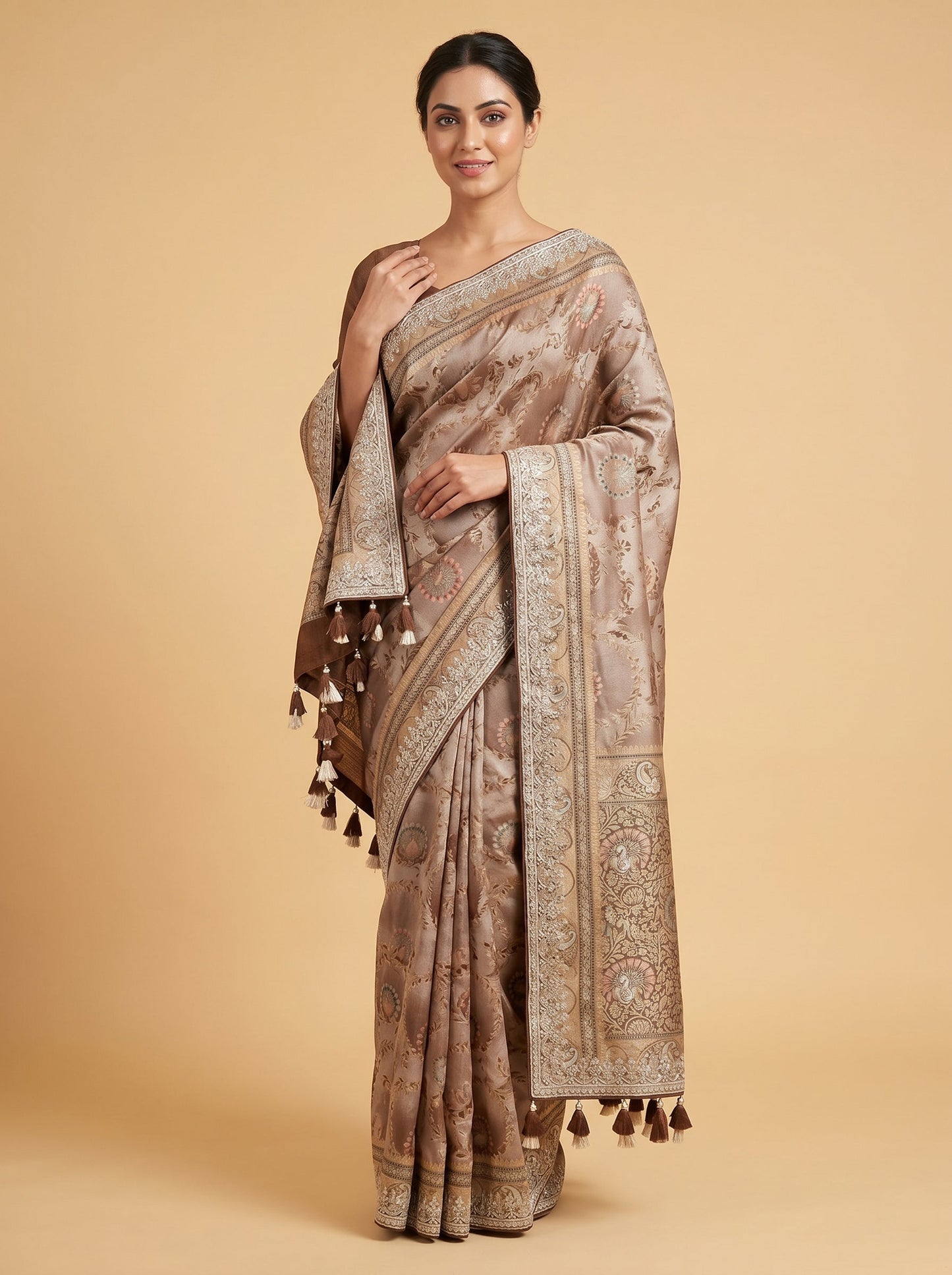 Brown Earthbound Elegance Embroidered Saree