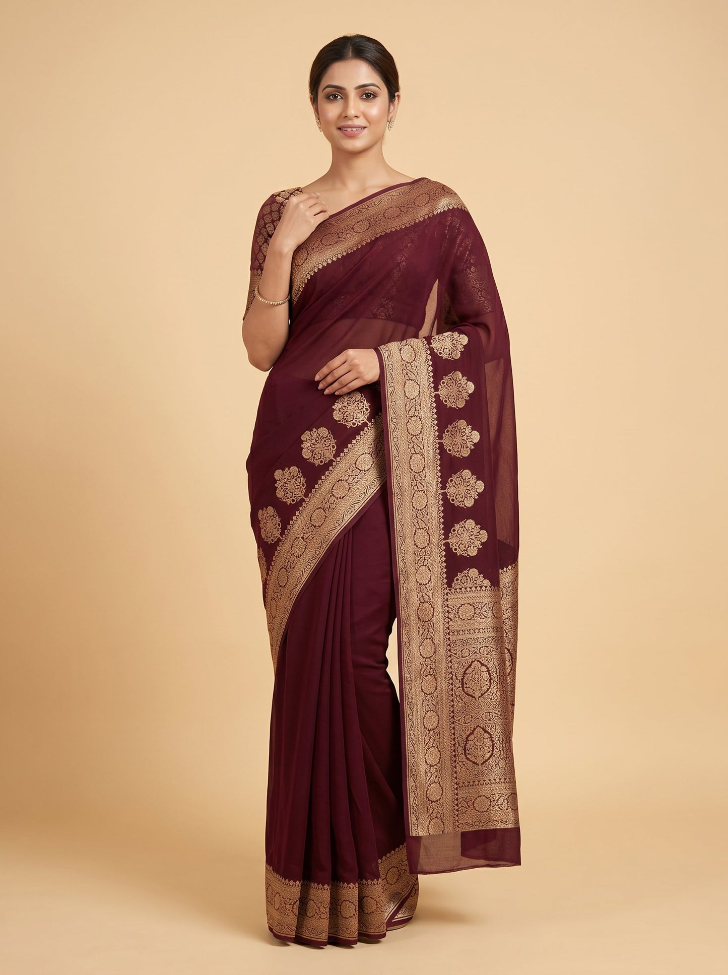 Brown Rustic Texture Handloom Saree