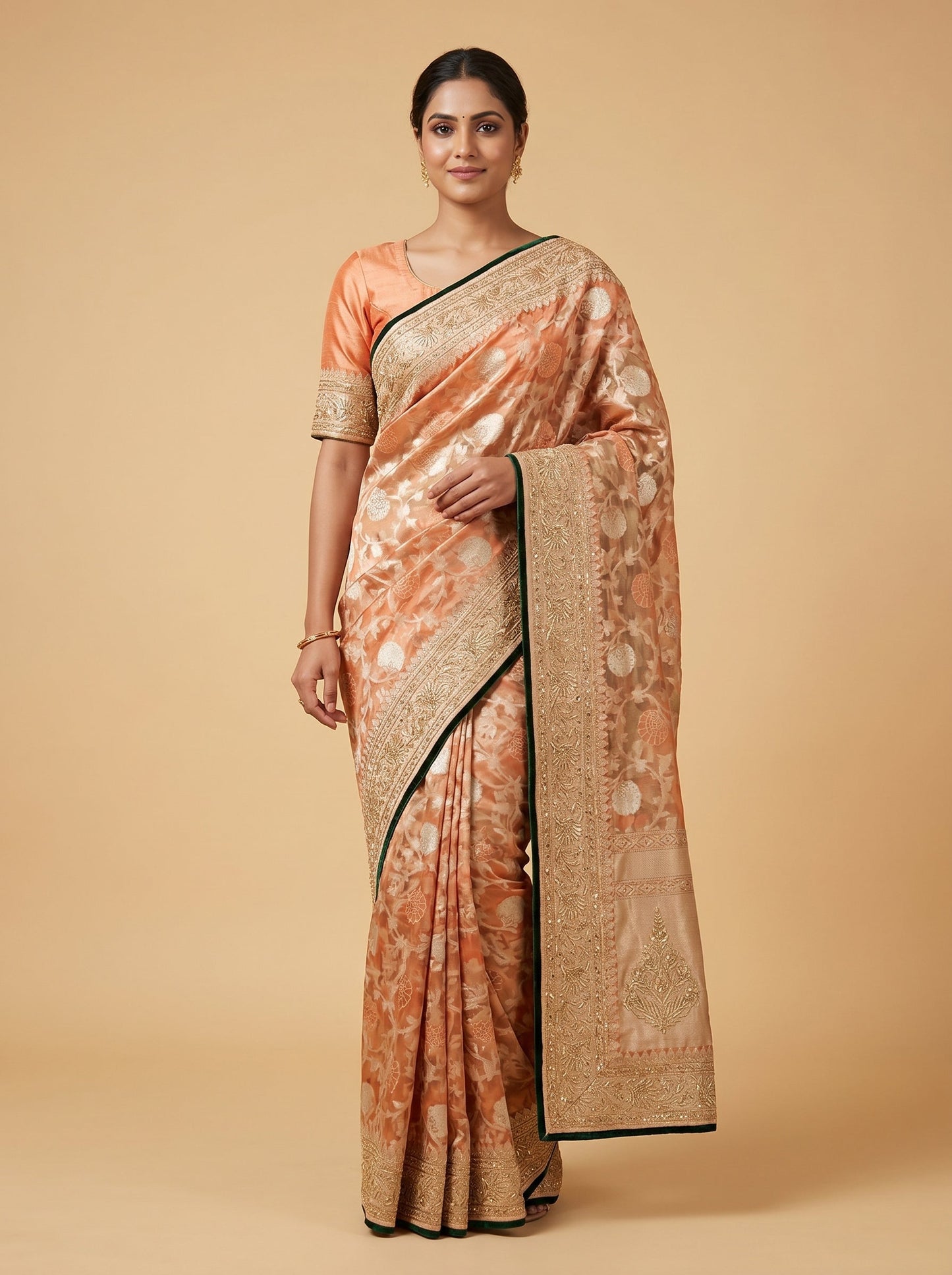 Burnt Orange Shine Saree