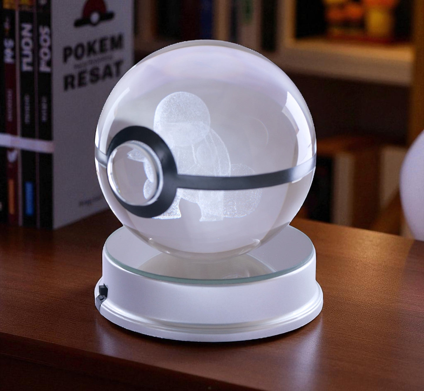 Squirtle Pokémon Crystal Poké Ball 3D Laser Engraved Figurine | Color Changing LED Night Lamp |PVC| Collectible by ShoppingNest
