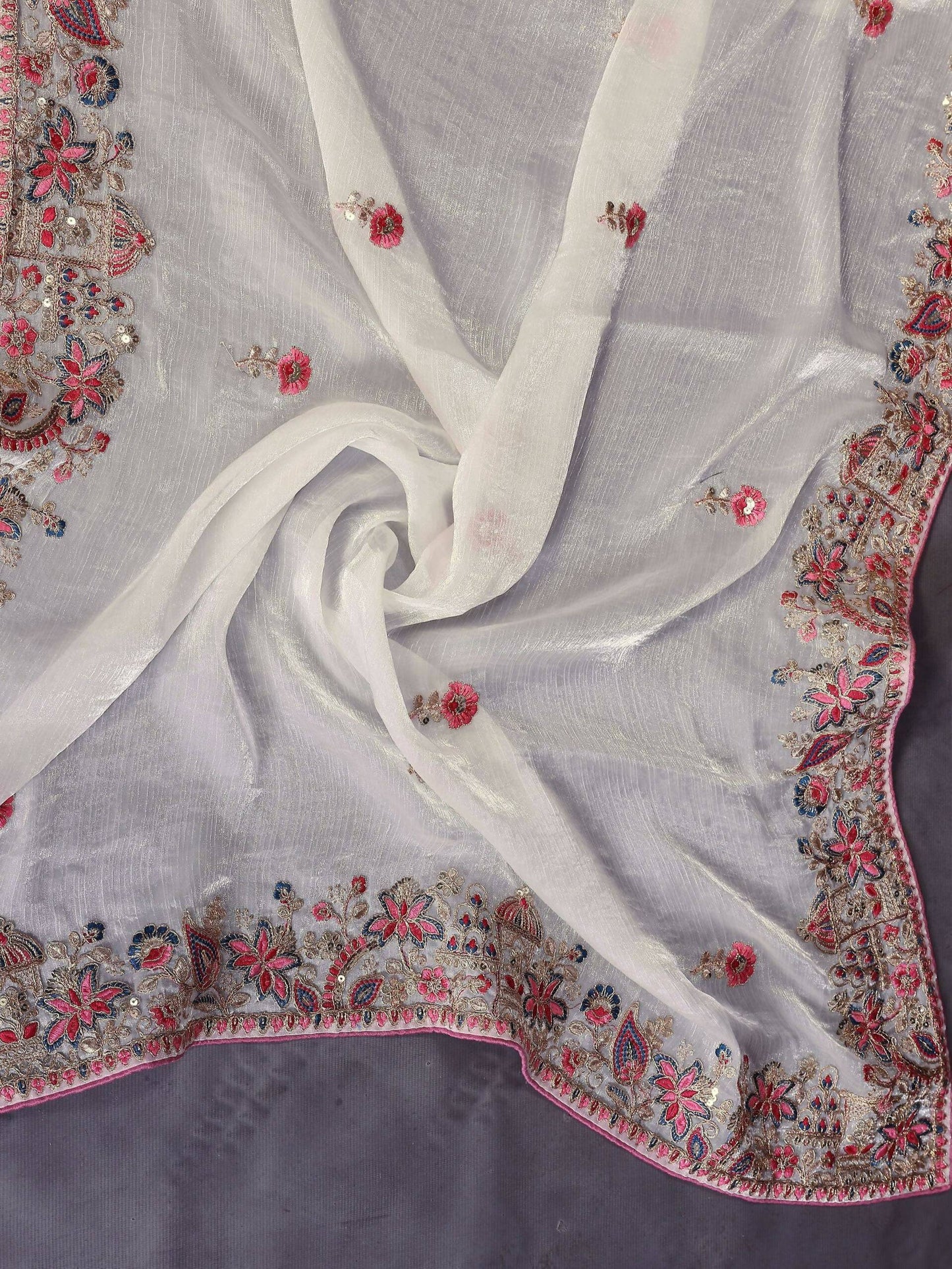 Teeya Creation New Womens Latest Party Wear Soft Chiffon Silk Saree-White
