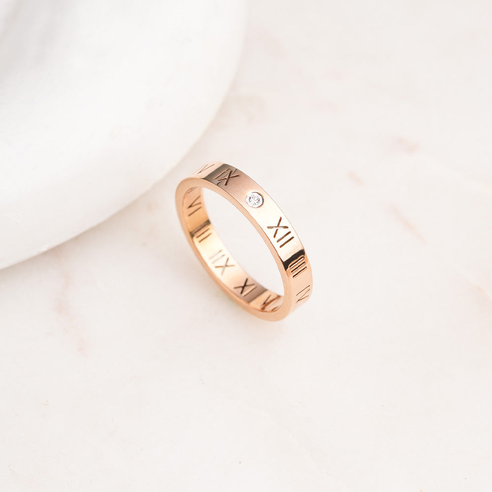 Chronos Roman Rose Gold Ring