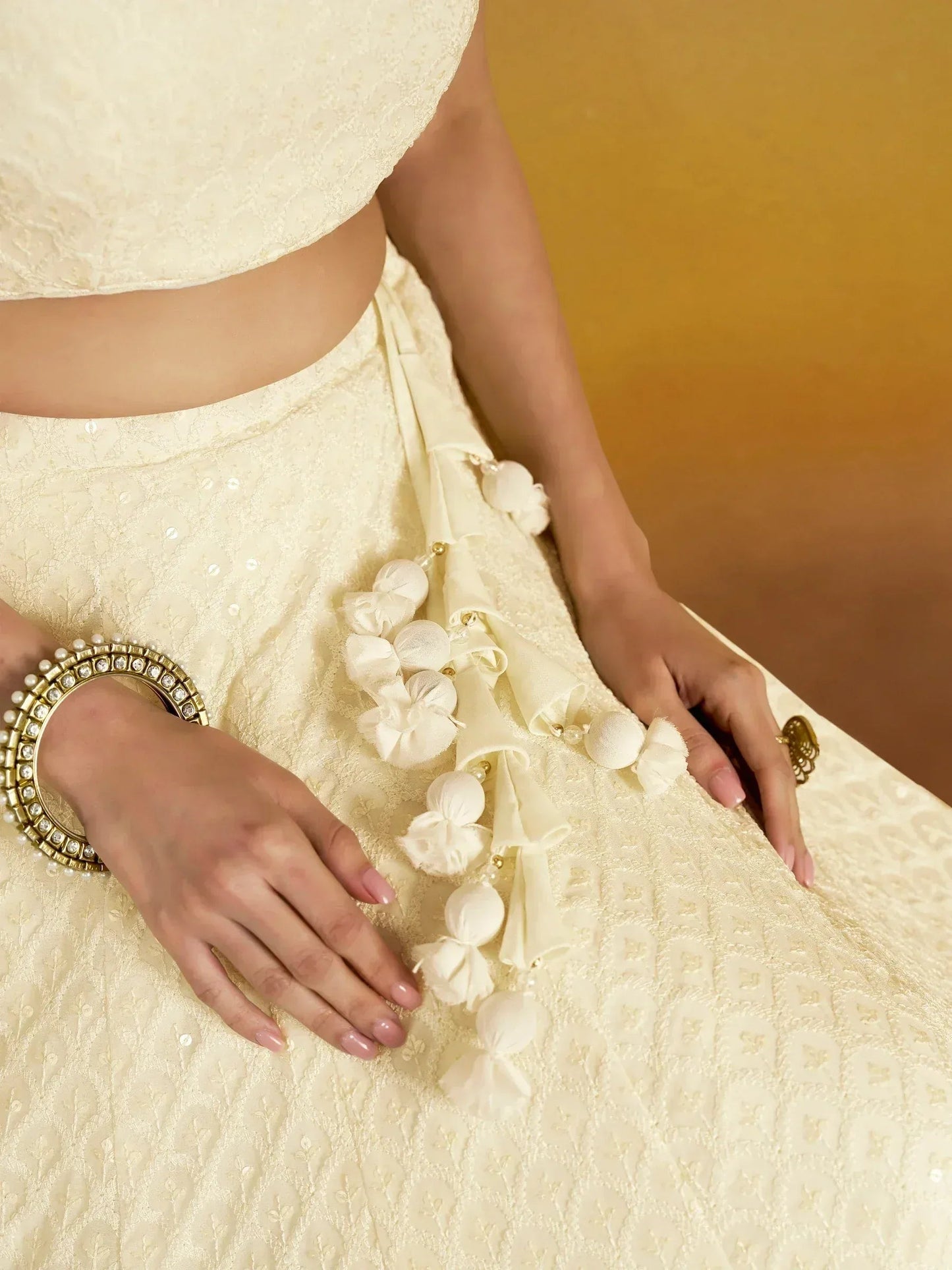 Tulsi Art Charming Off-White Sequins Georgette Festive Wear Lehenga Choli
