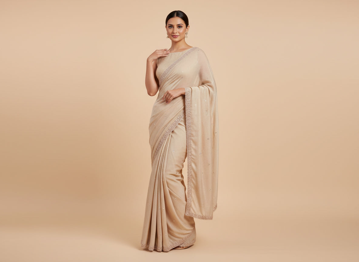 Chikku Natural Embroidered Saree
