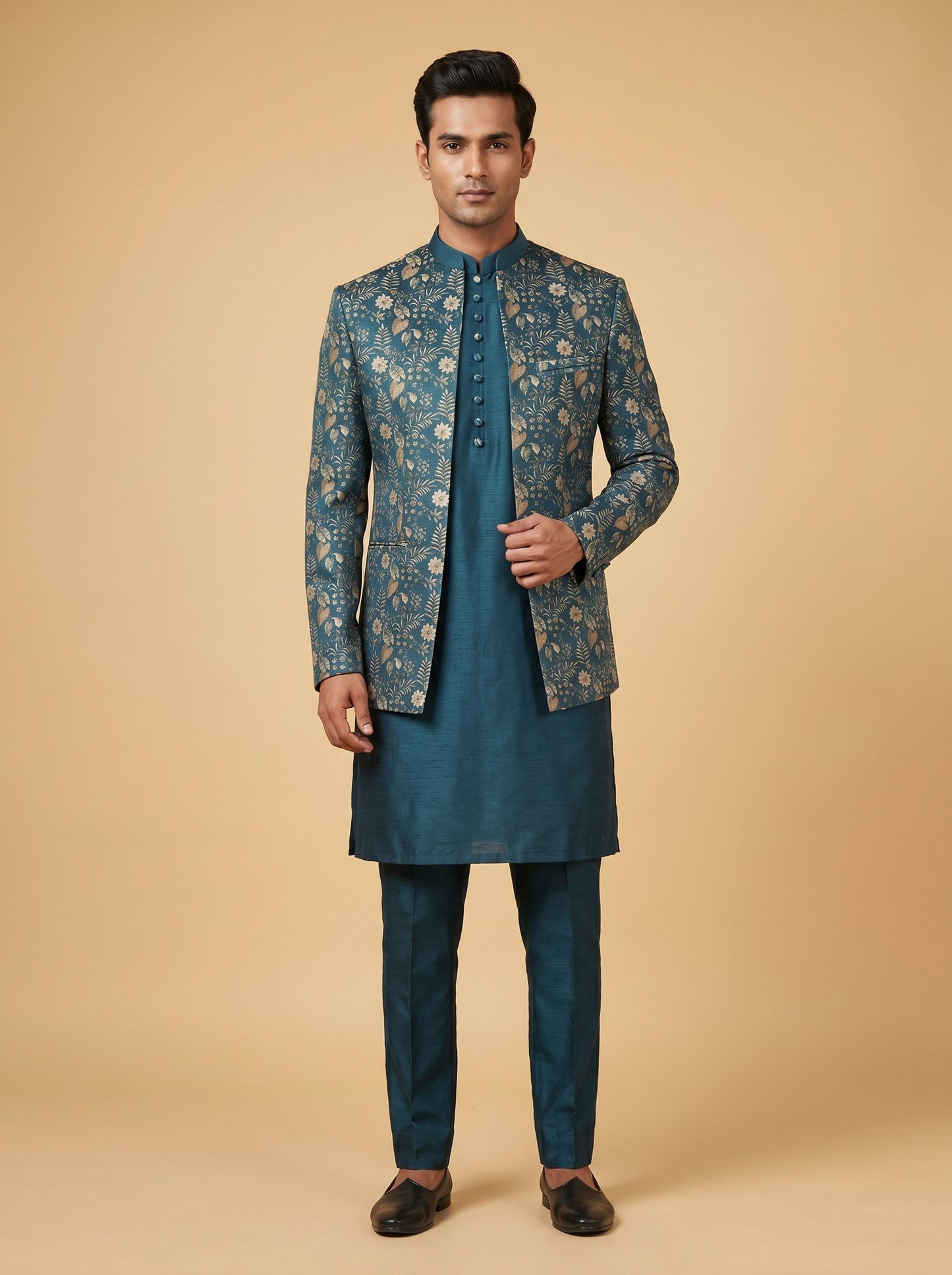 Classic Blue Jacket Kurta Set
