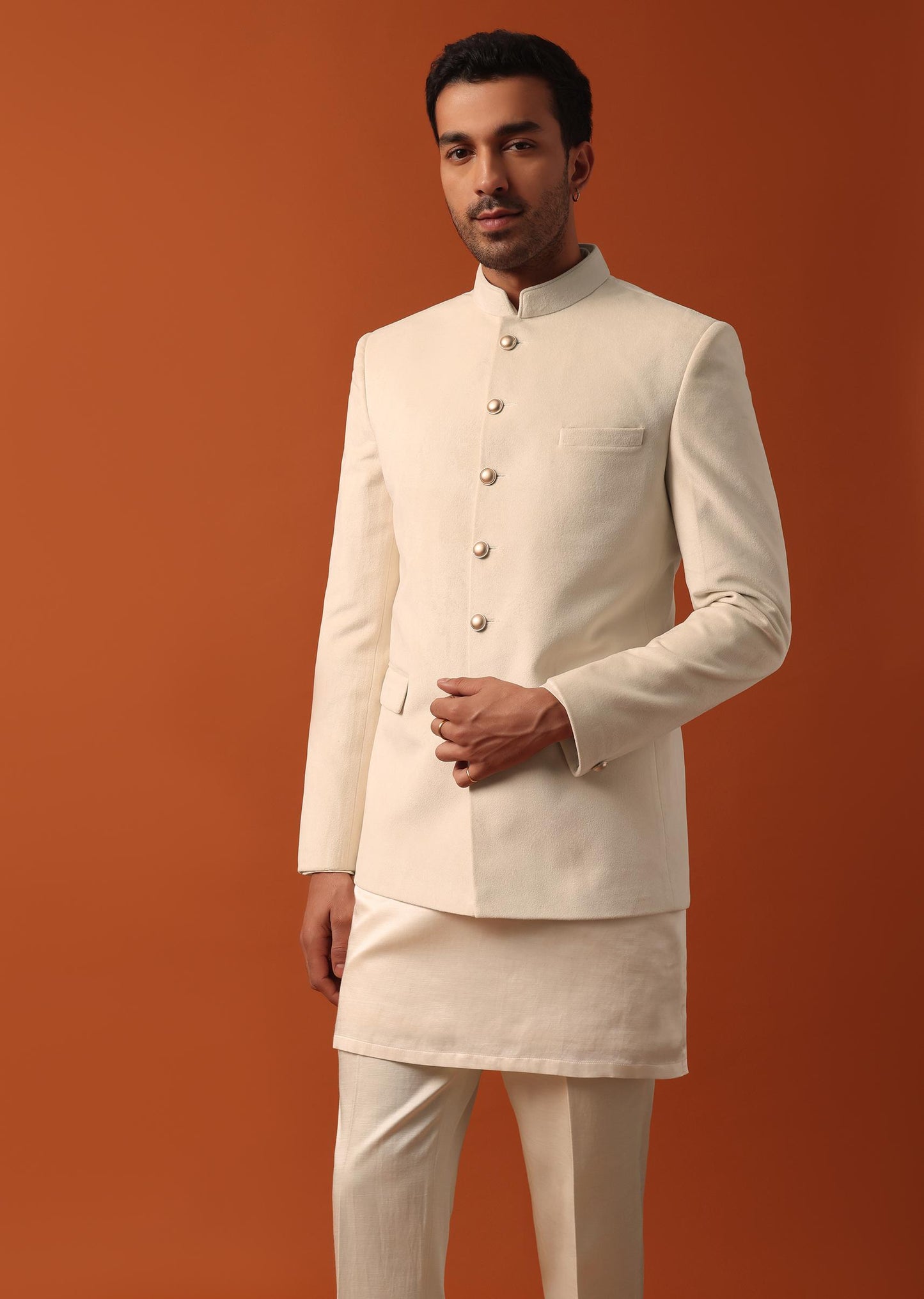 Classic White Mens Jodhpuri Set For Wedding Elegance