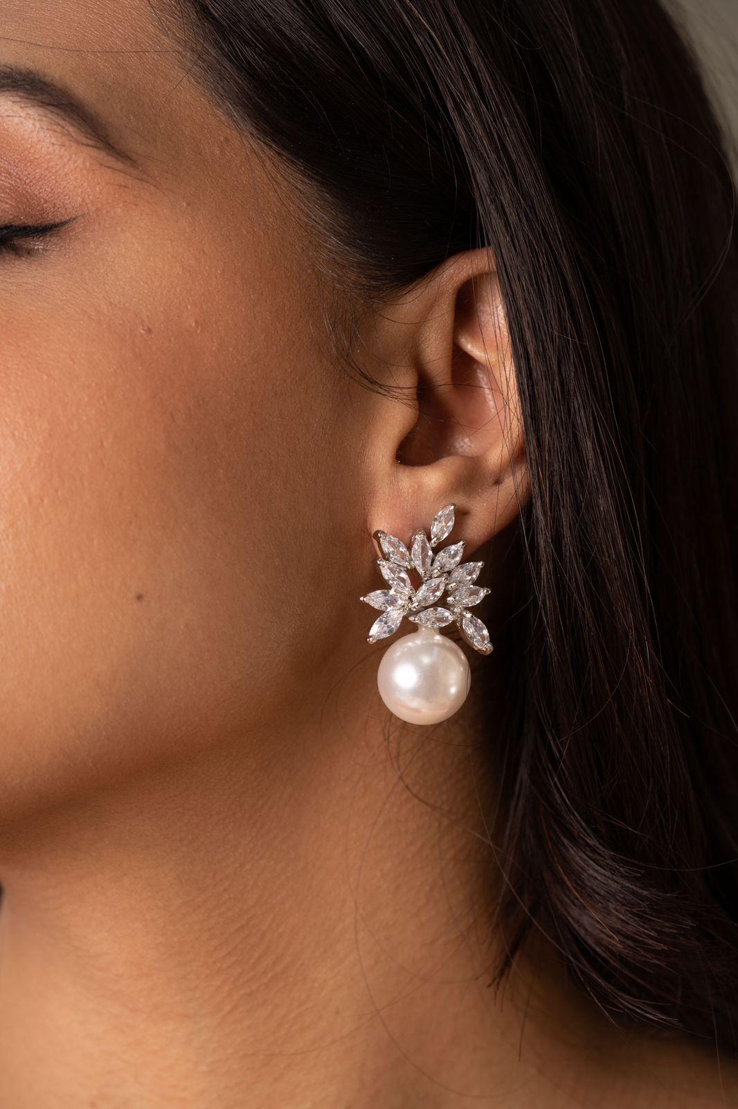 Cluster of Marquise with Pearl Drop