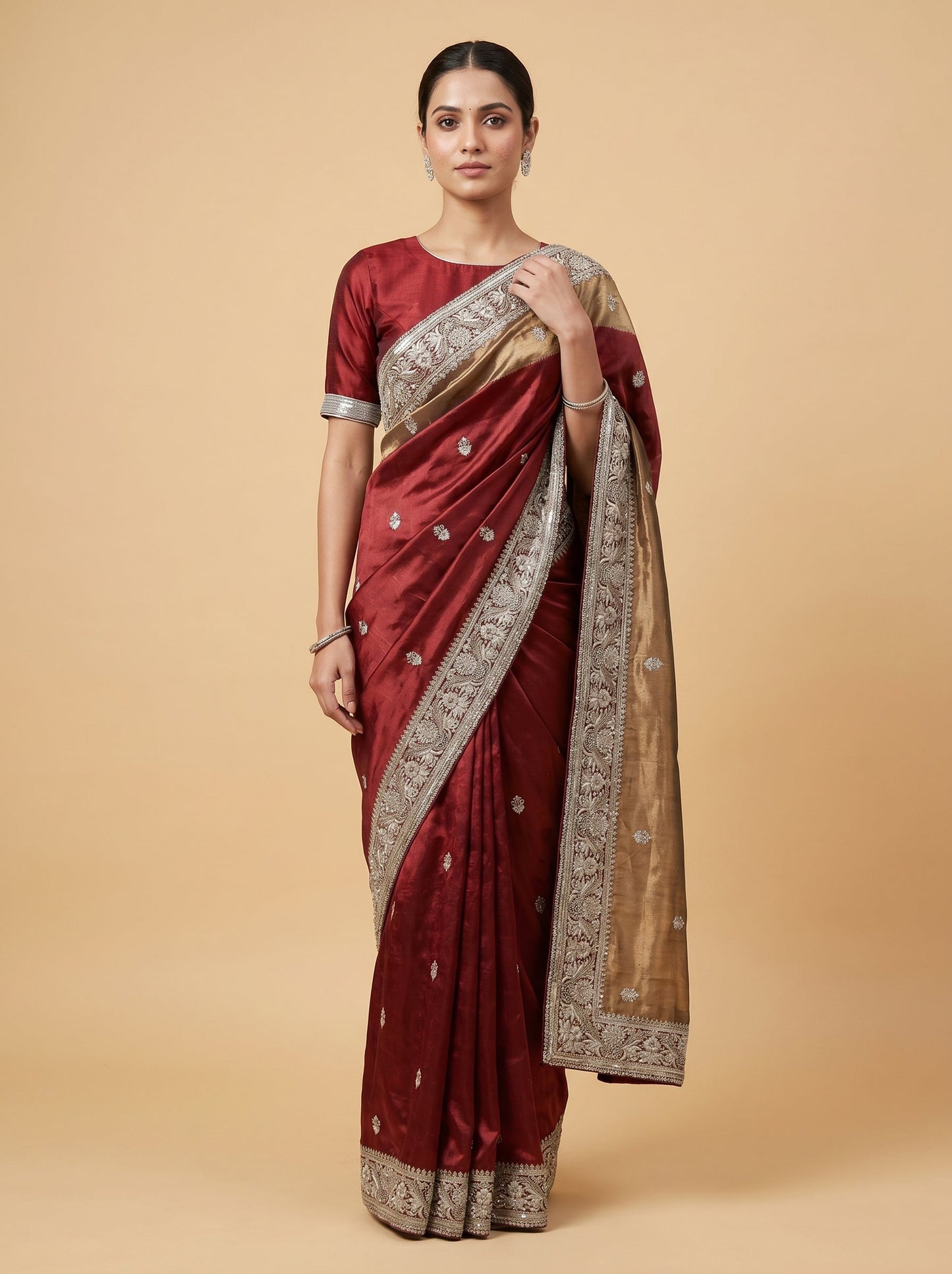 Coffee Mocha Luxe Embroidered Saree