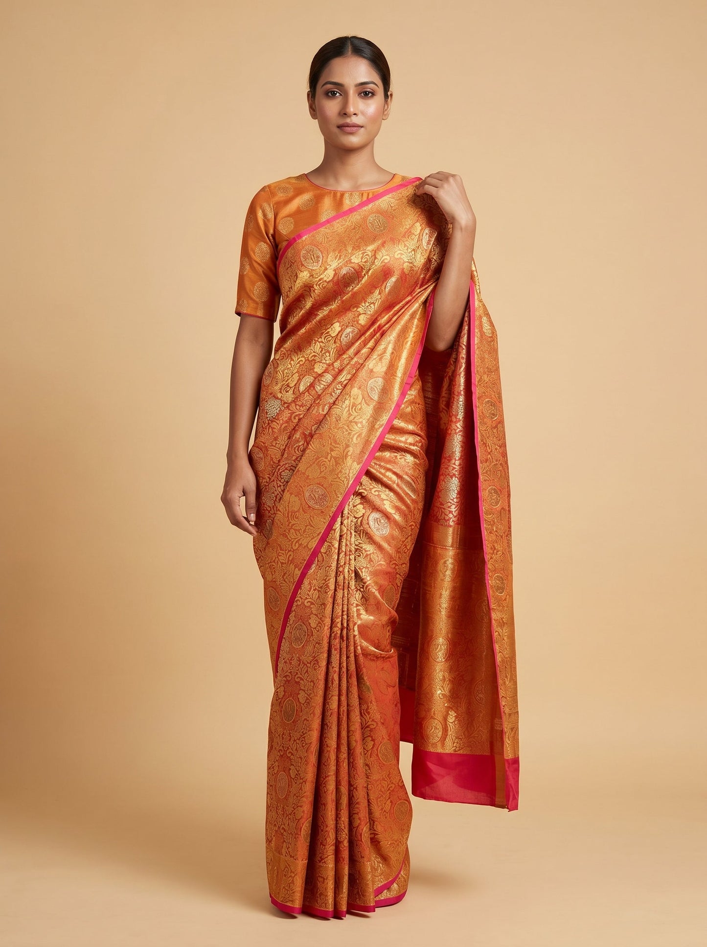 Coral Red Charm Saree