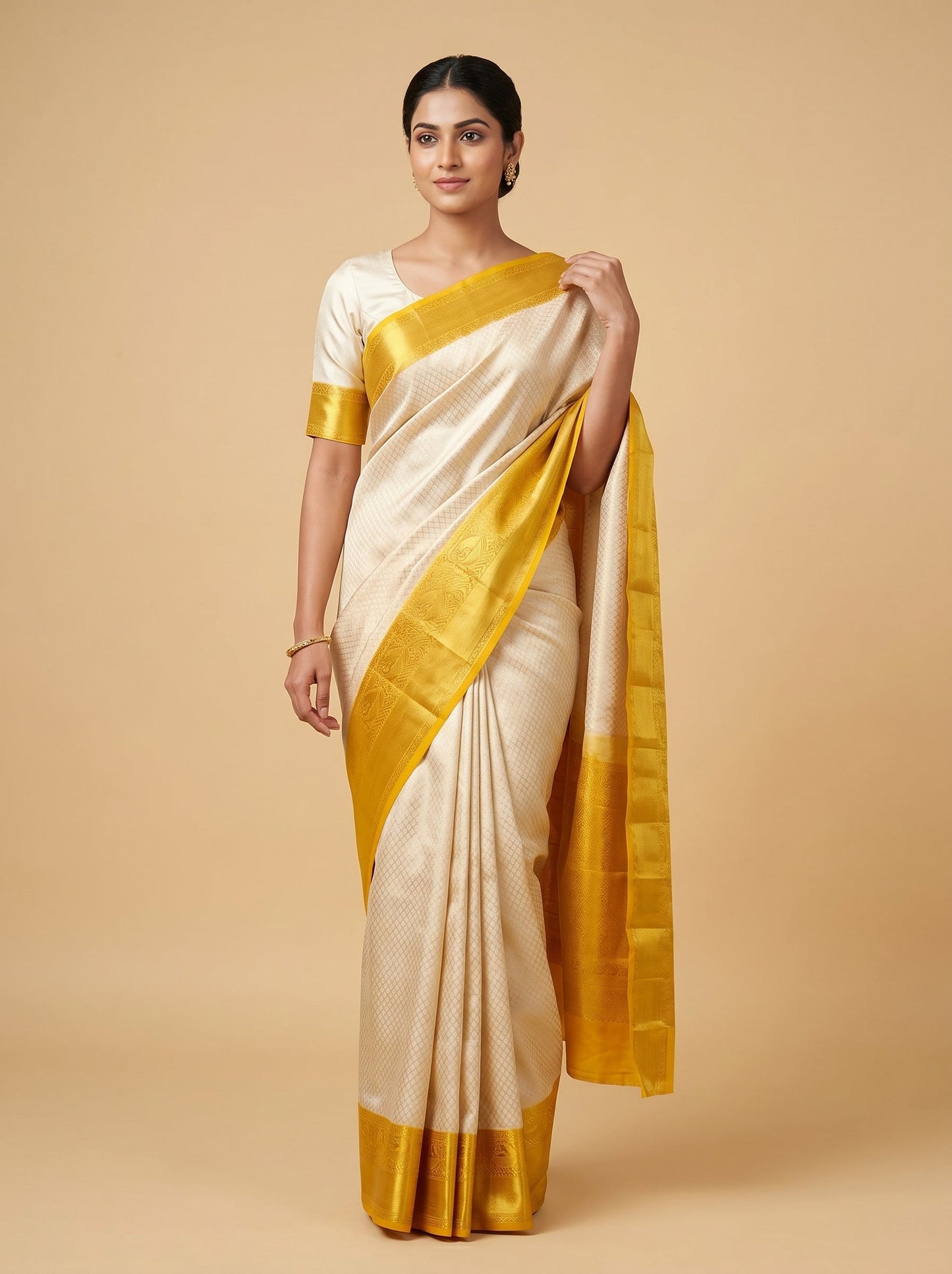 Cream Serenity Handloom Saree