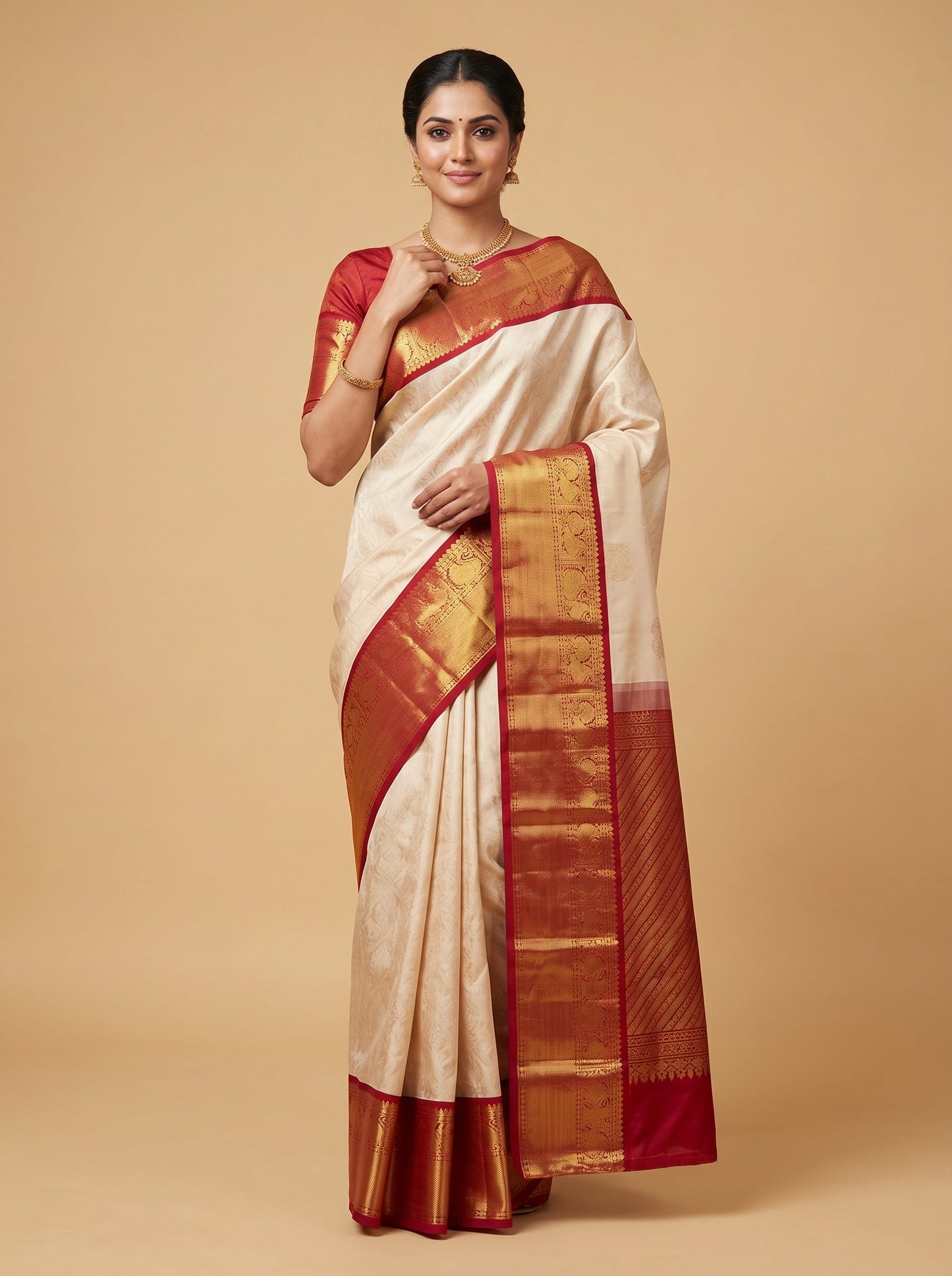 Cream Silk Glow Saree