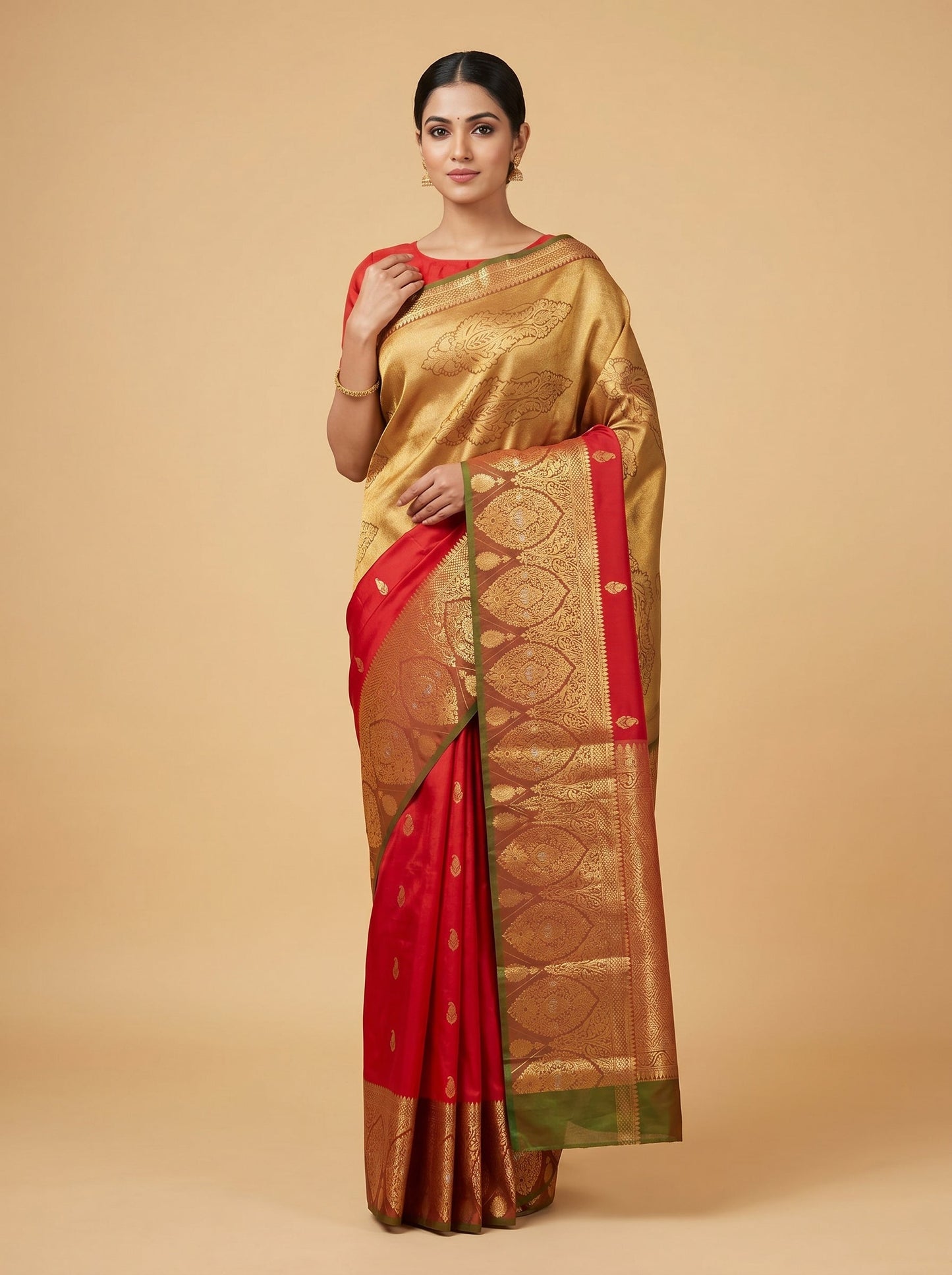 Crimson Silk Elegance Saree