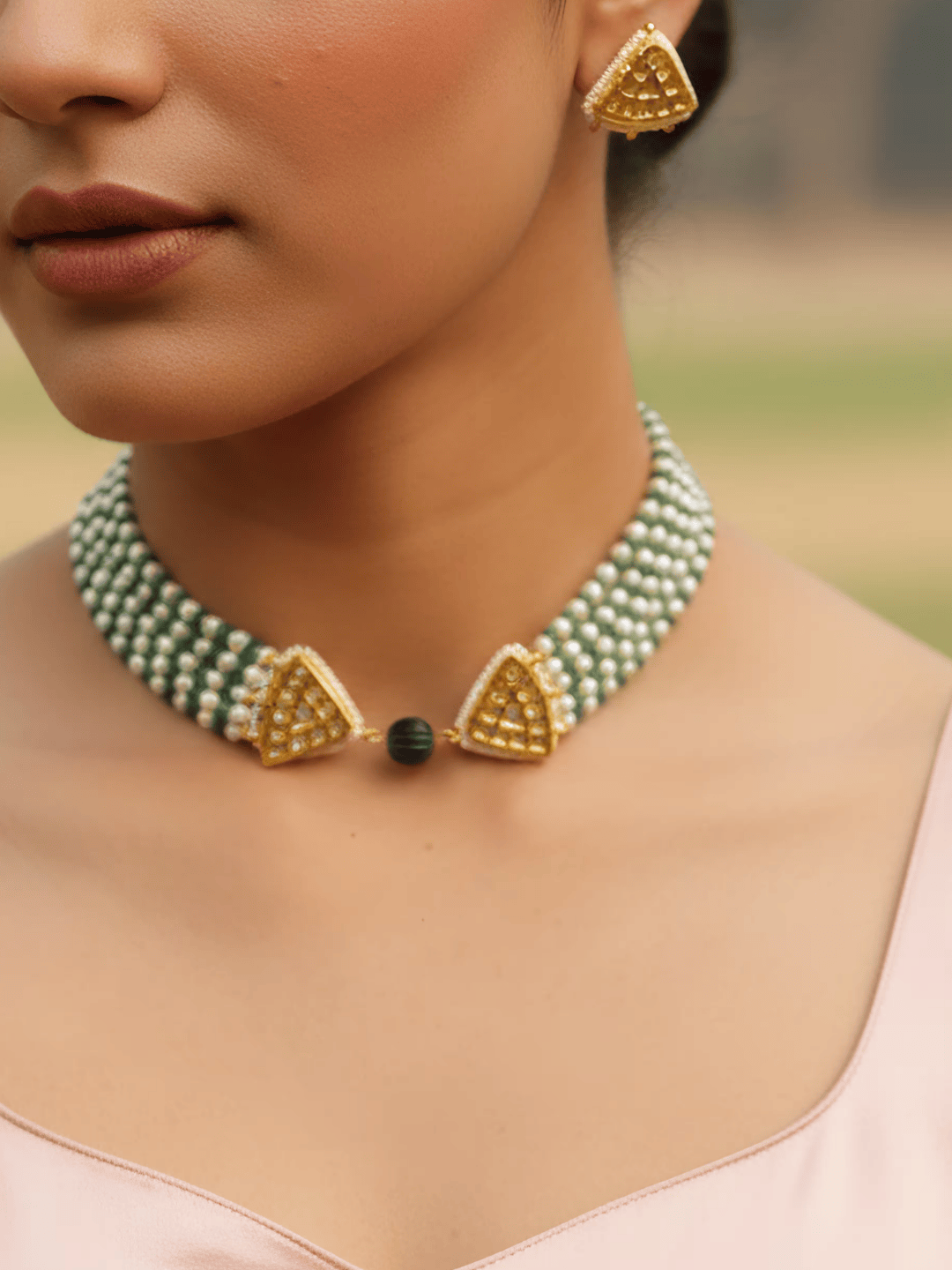 Mehreen Green Onyx Kundan Choker Set